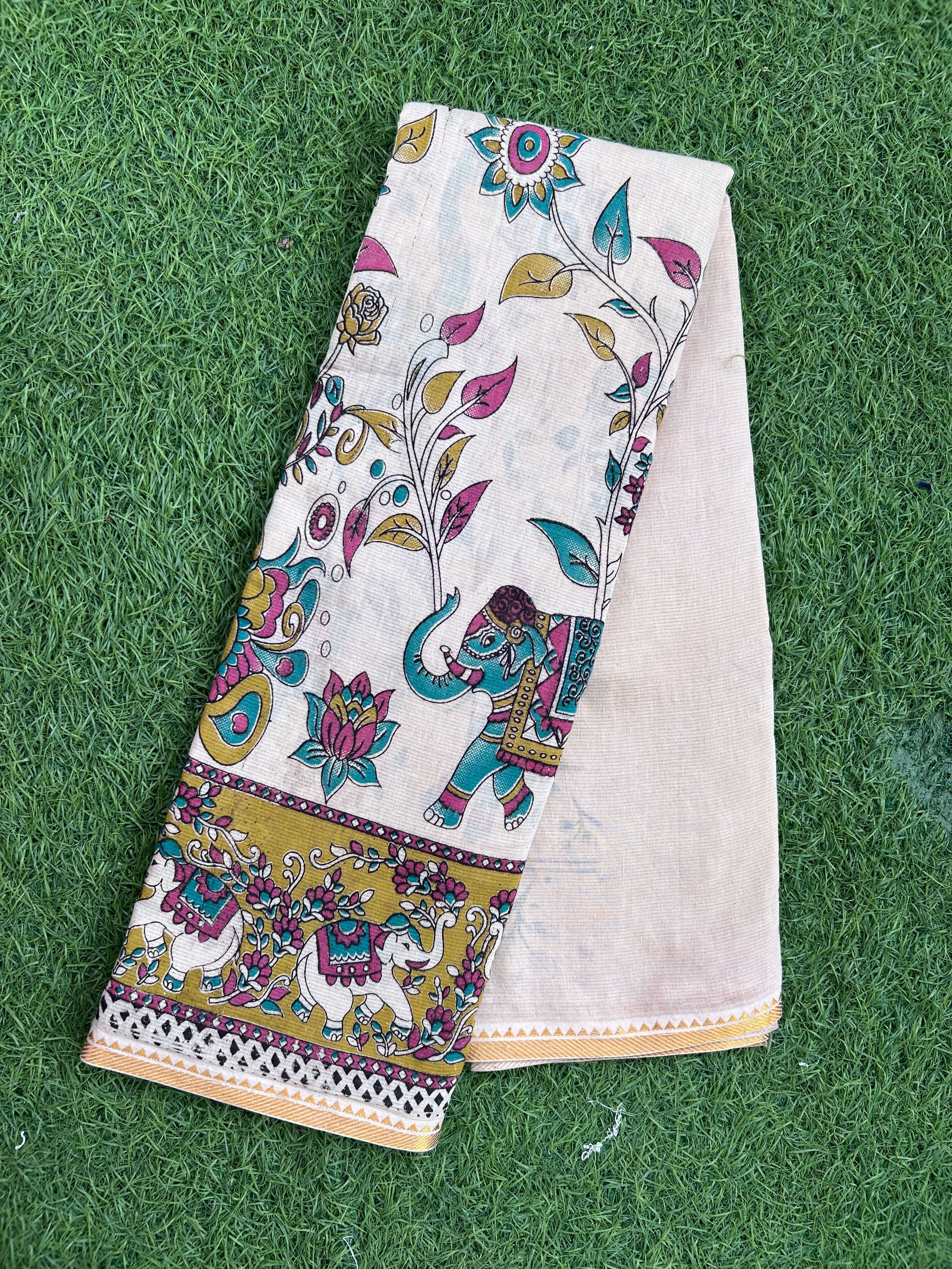 Kalamkari Cotton Nizam Border Saree-KNB-SP-M015