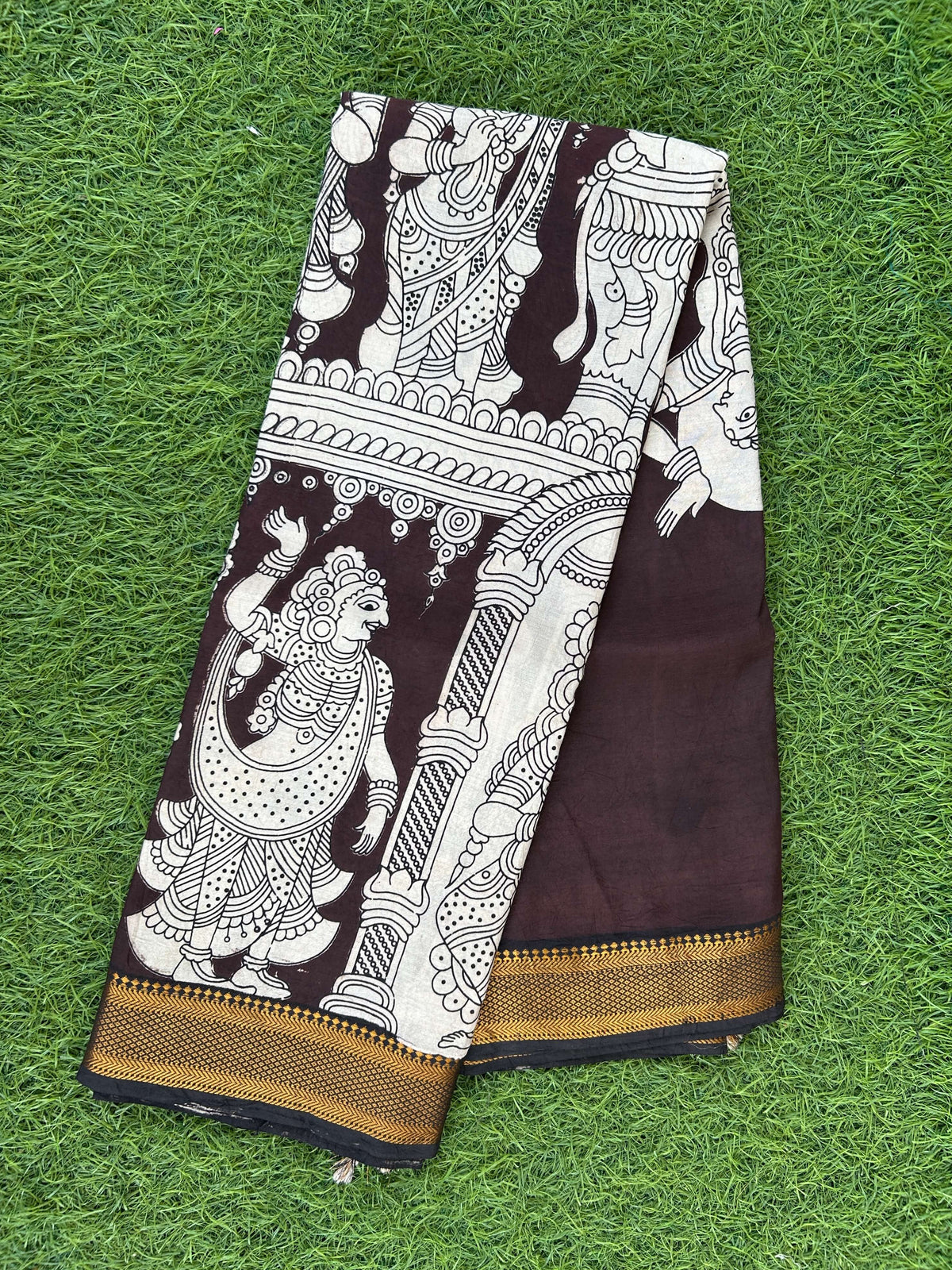 Kalamkari Chennuri Silk Nizam Border Saree-KNB-SP-M377