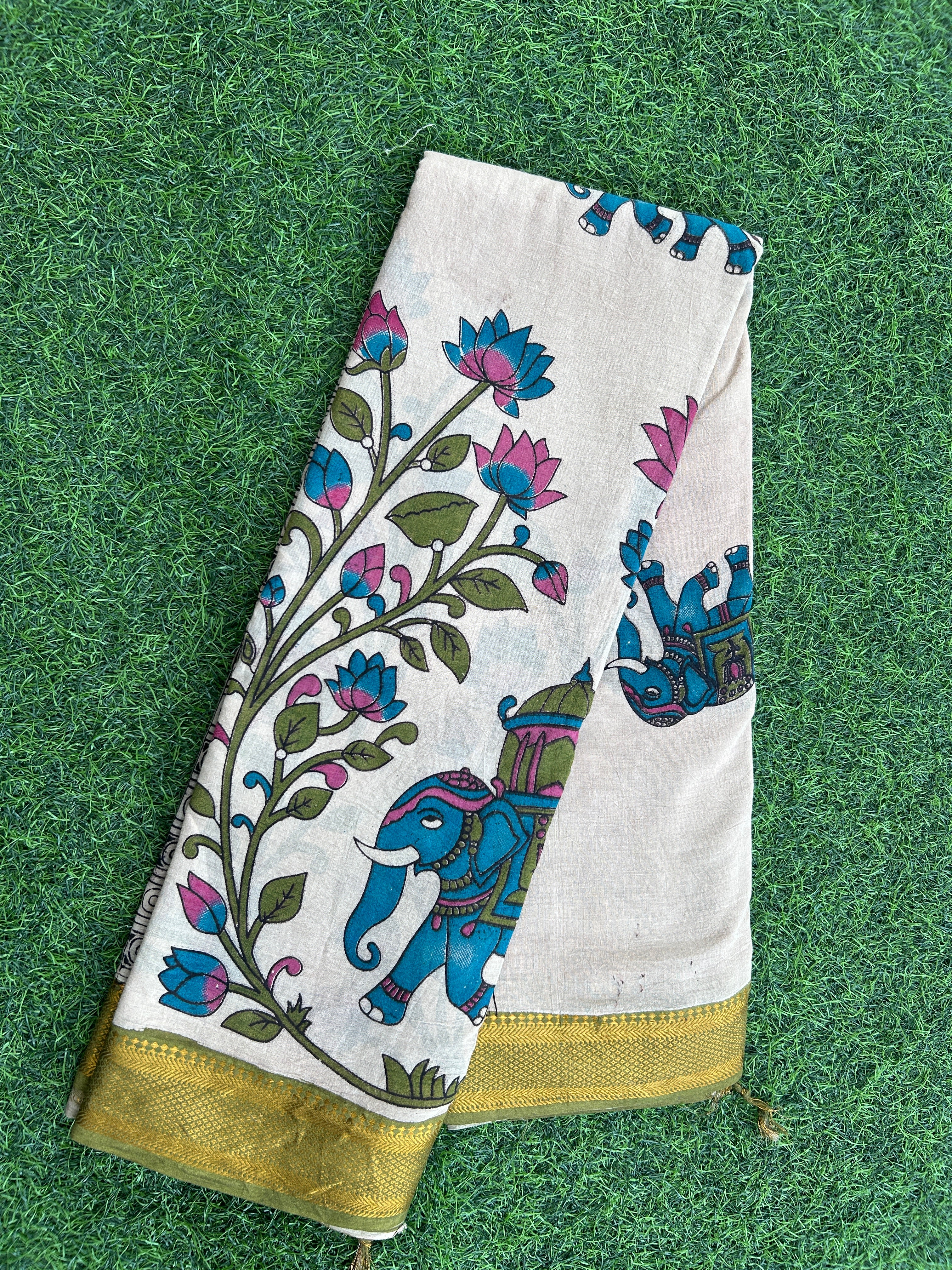 Kalamkari Cotton Nizam Border Saree-KNB-SP-M014