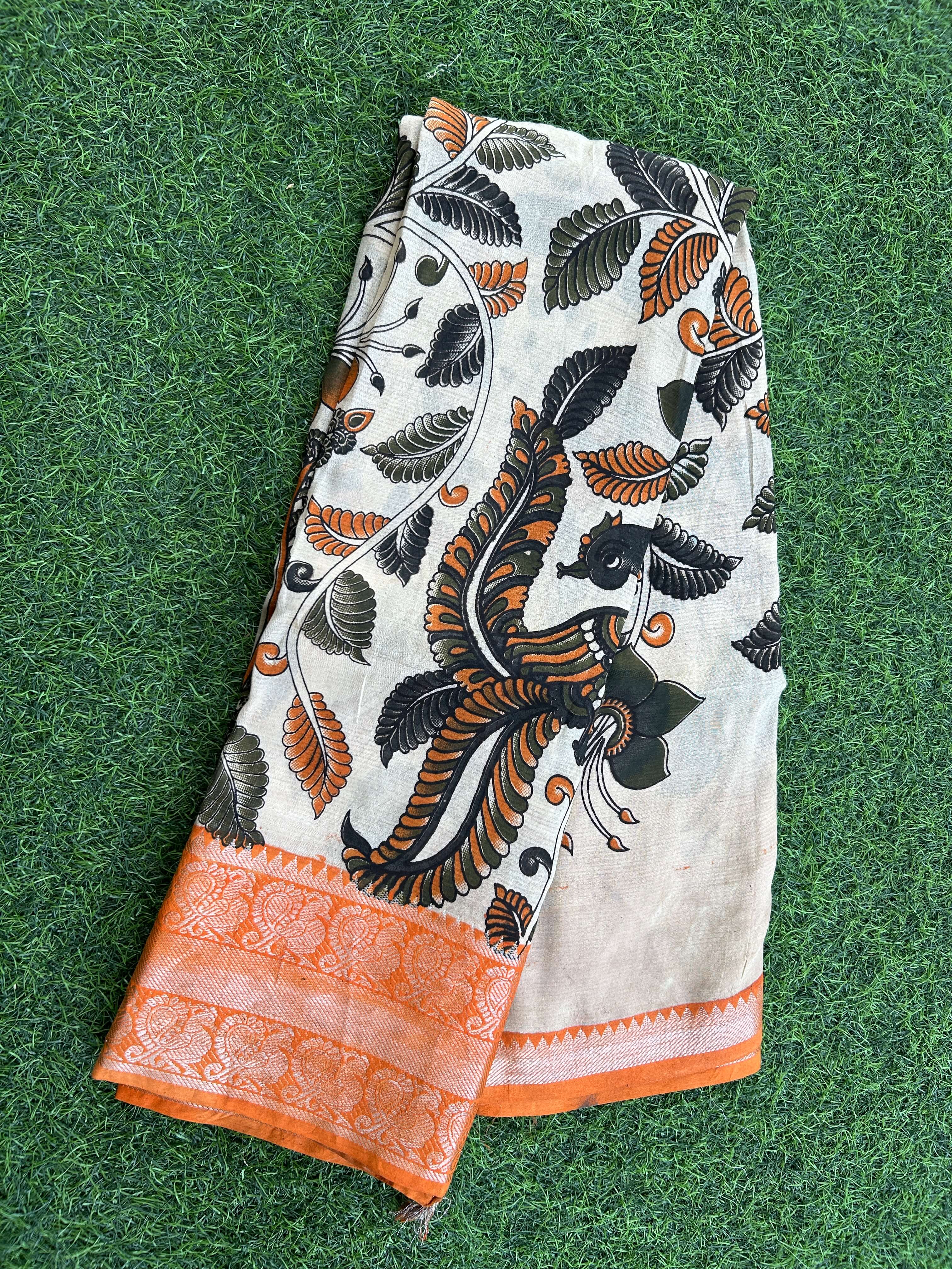 Kalamkari Chennuri Silk Kanchi Border Saree-KKB-SP-M122