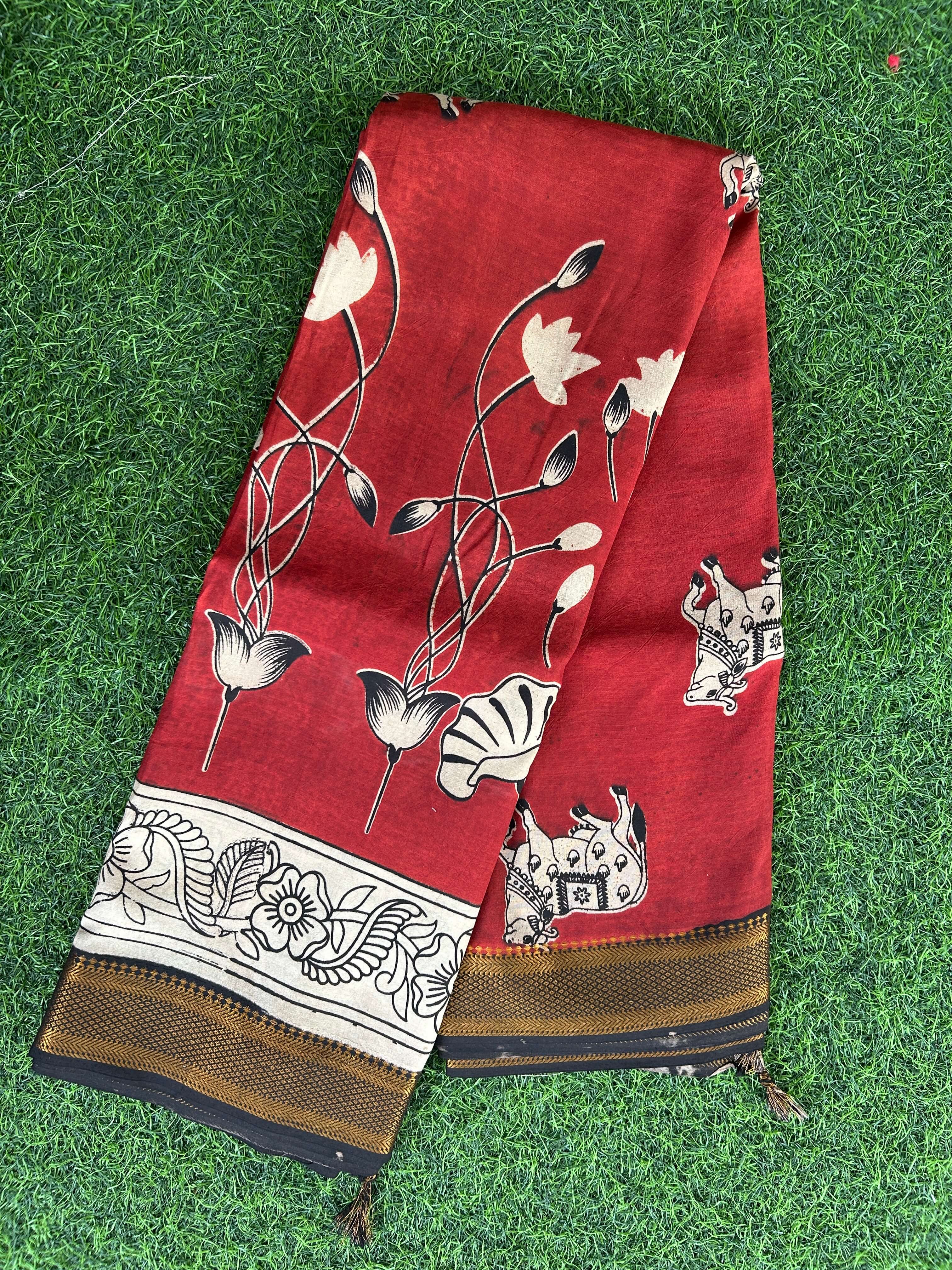 Kalamkari Chennuri Silk Nizam Border Saree-KNB-SP-M325