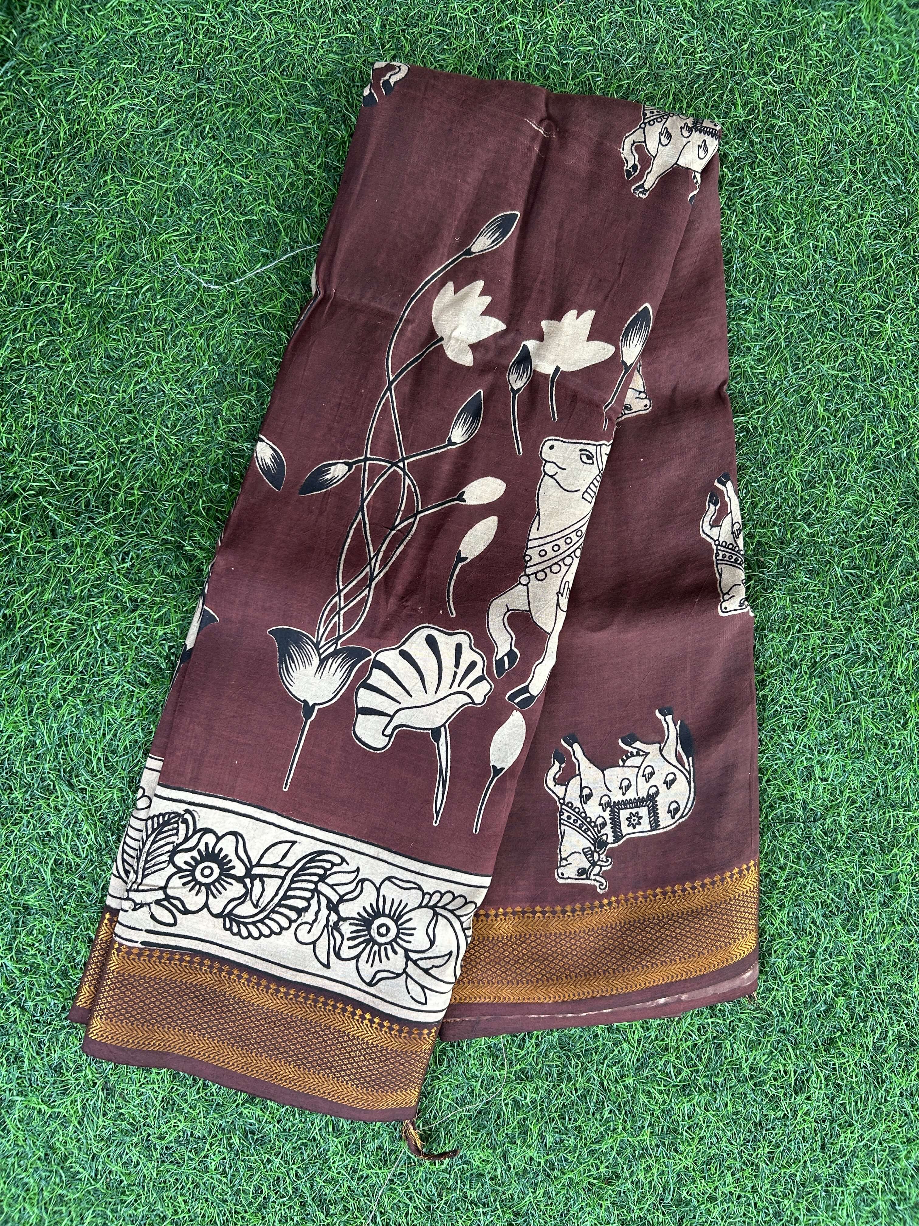 Kalamkari Chennuri Silk Nizam Border Saree-KNB-SP-M323