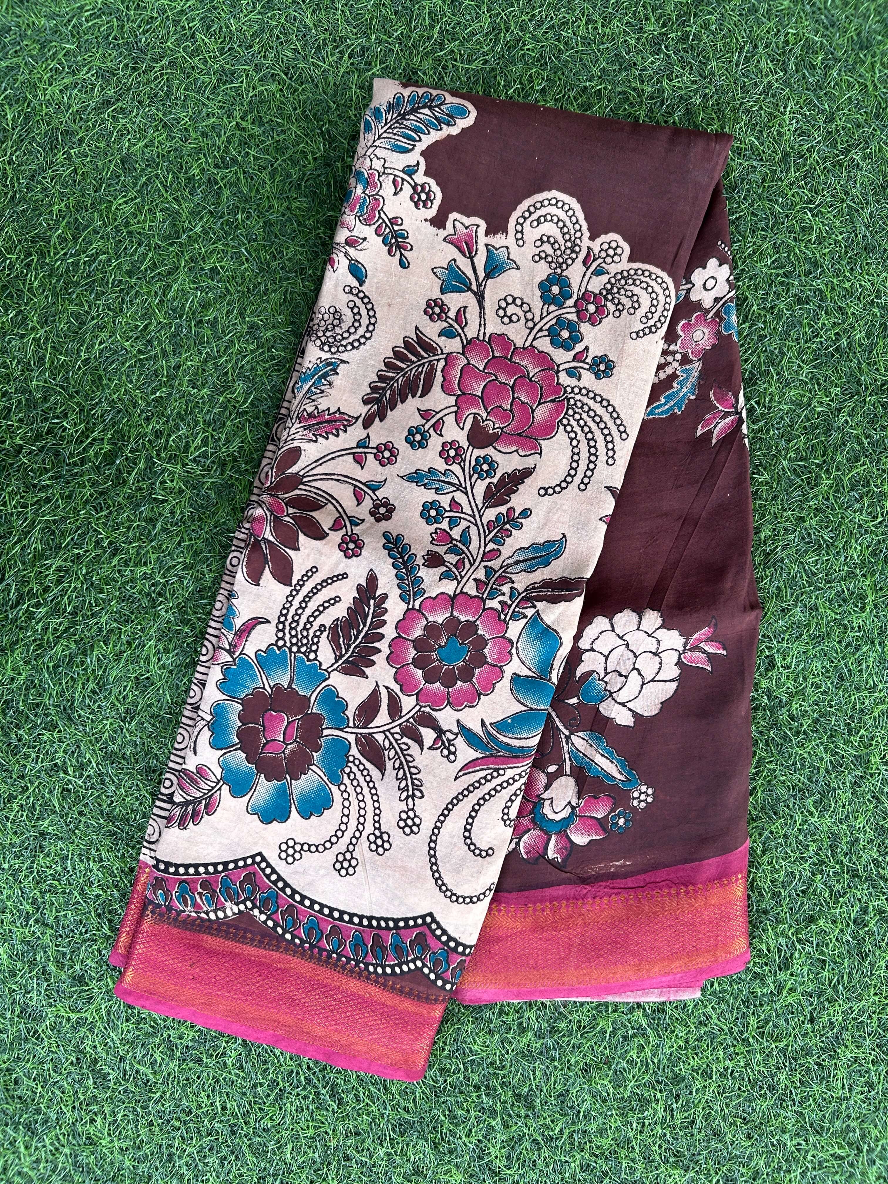 Kalamkari Chennuri Silk Nizam Border Saree-KNB-SP-M322