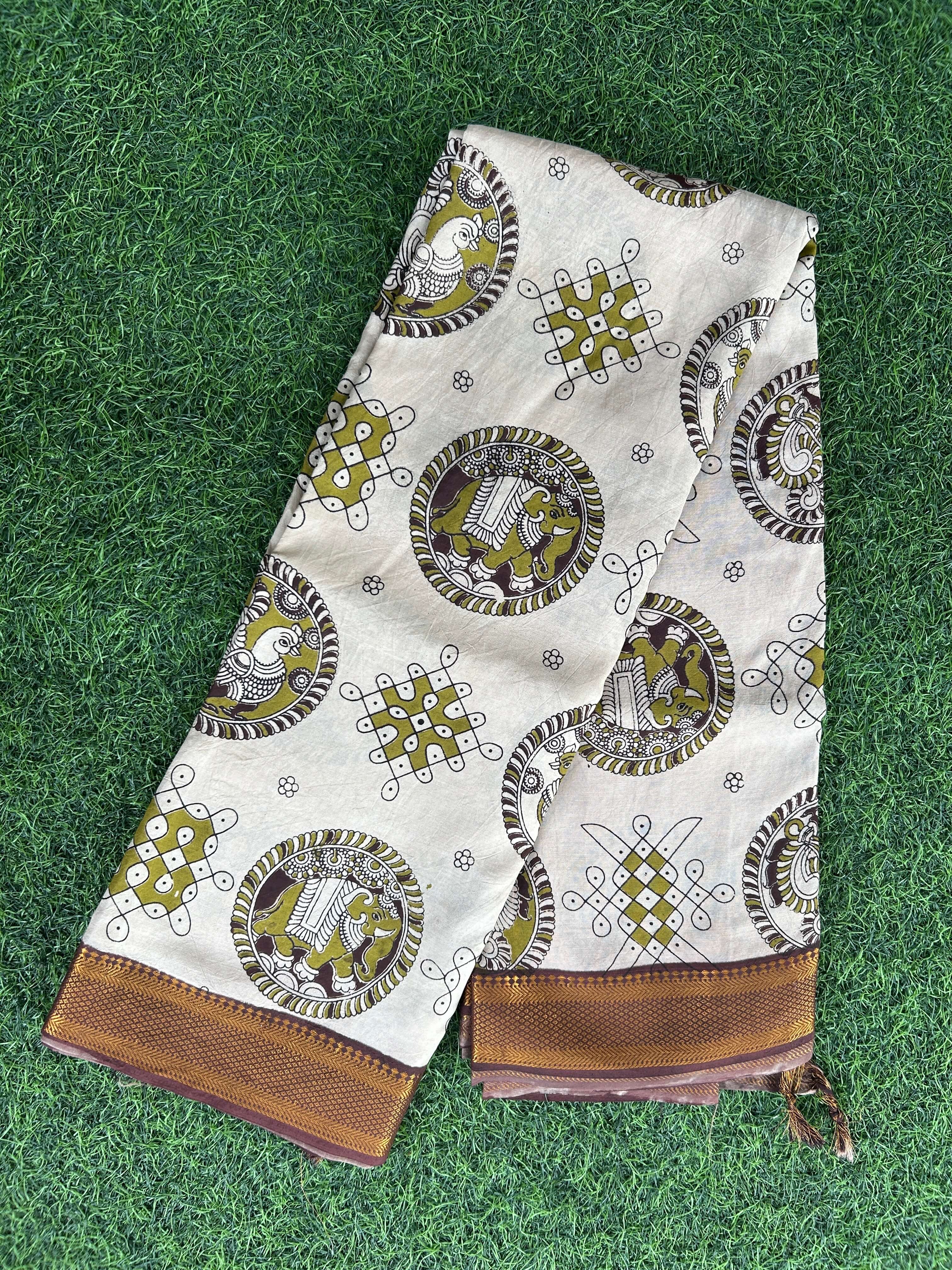 Kalamkari Chennuri Silk Nizam Border Saree-KNB-SP-M320
