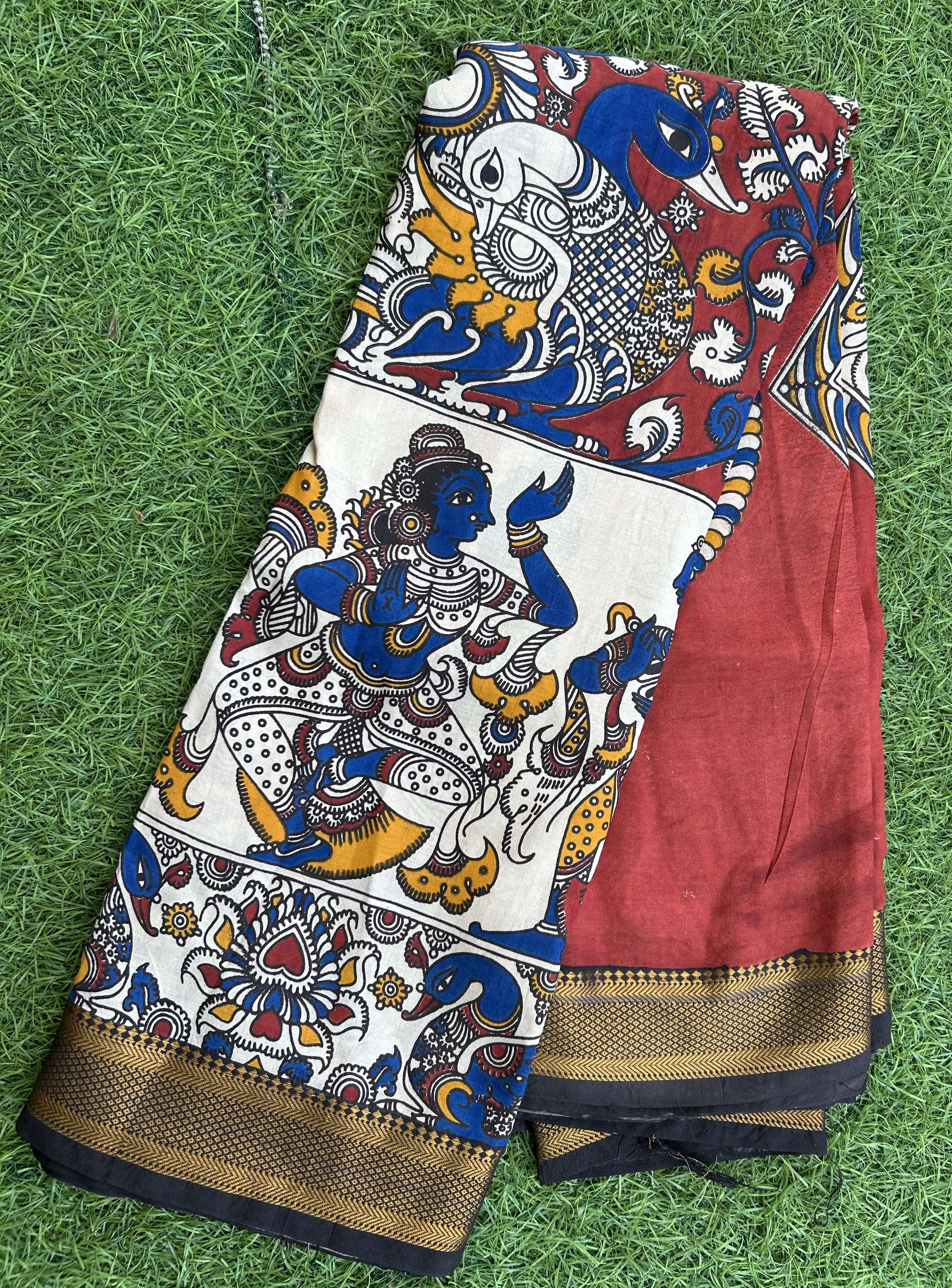 Kalamkari Chennuri Silk Nizam Border Saree-KNB-SP-M289
