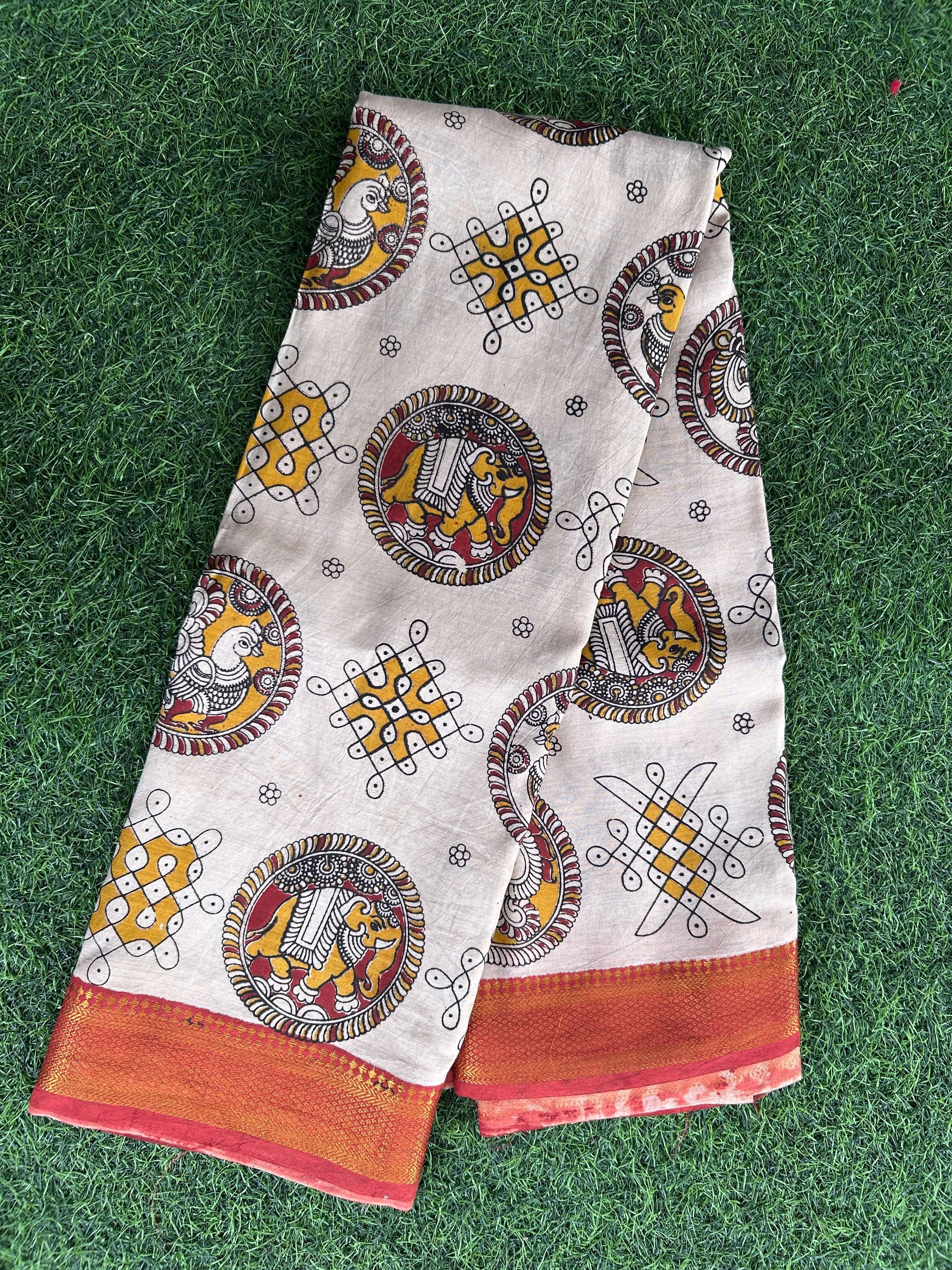 Kalamkari Chennuri Silk Nizam Border Saree-KNB-SP-M306