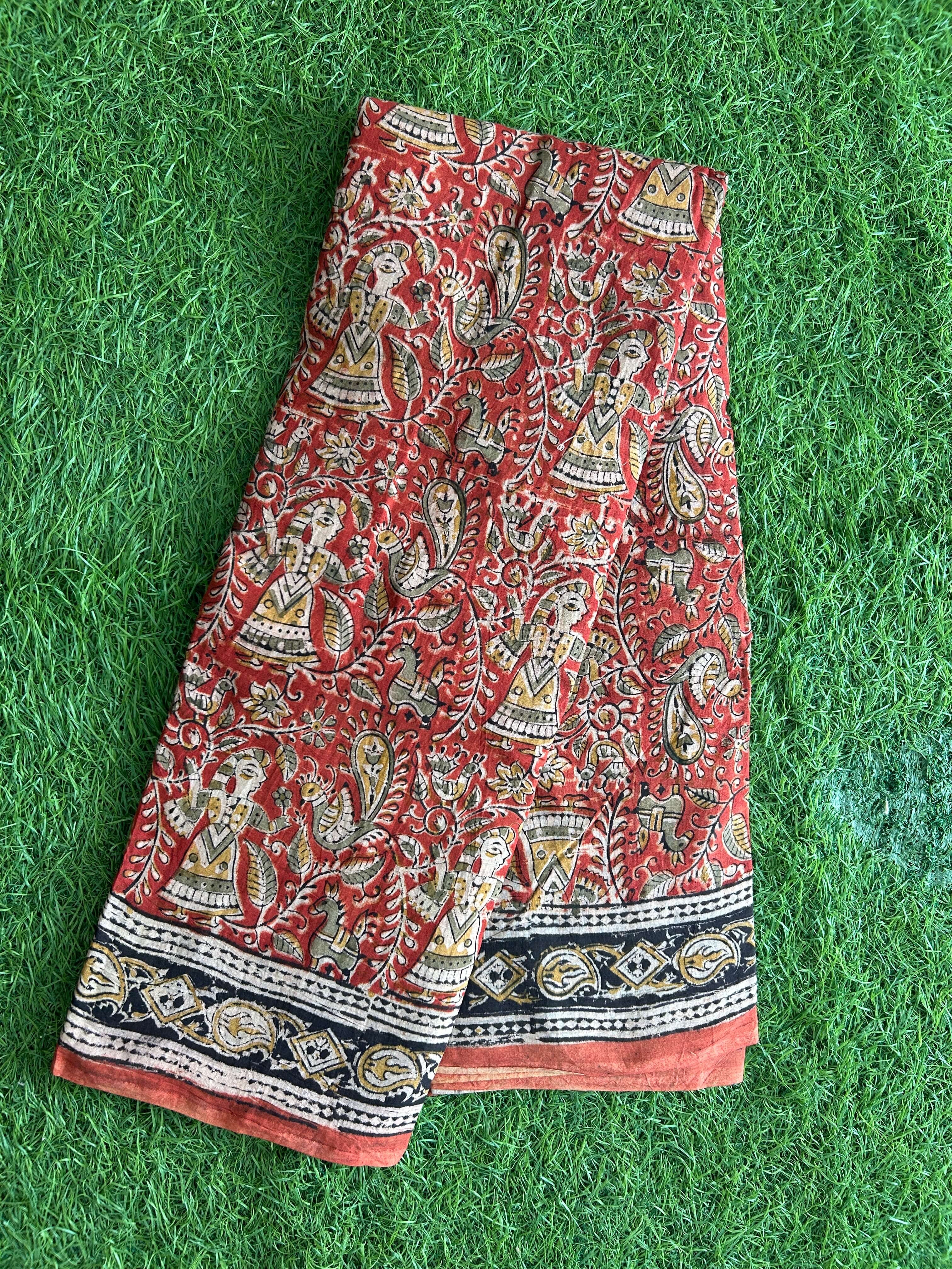 Hand Block Printed Kalamkari Saree KCH-M214