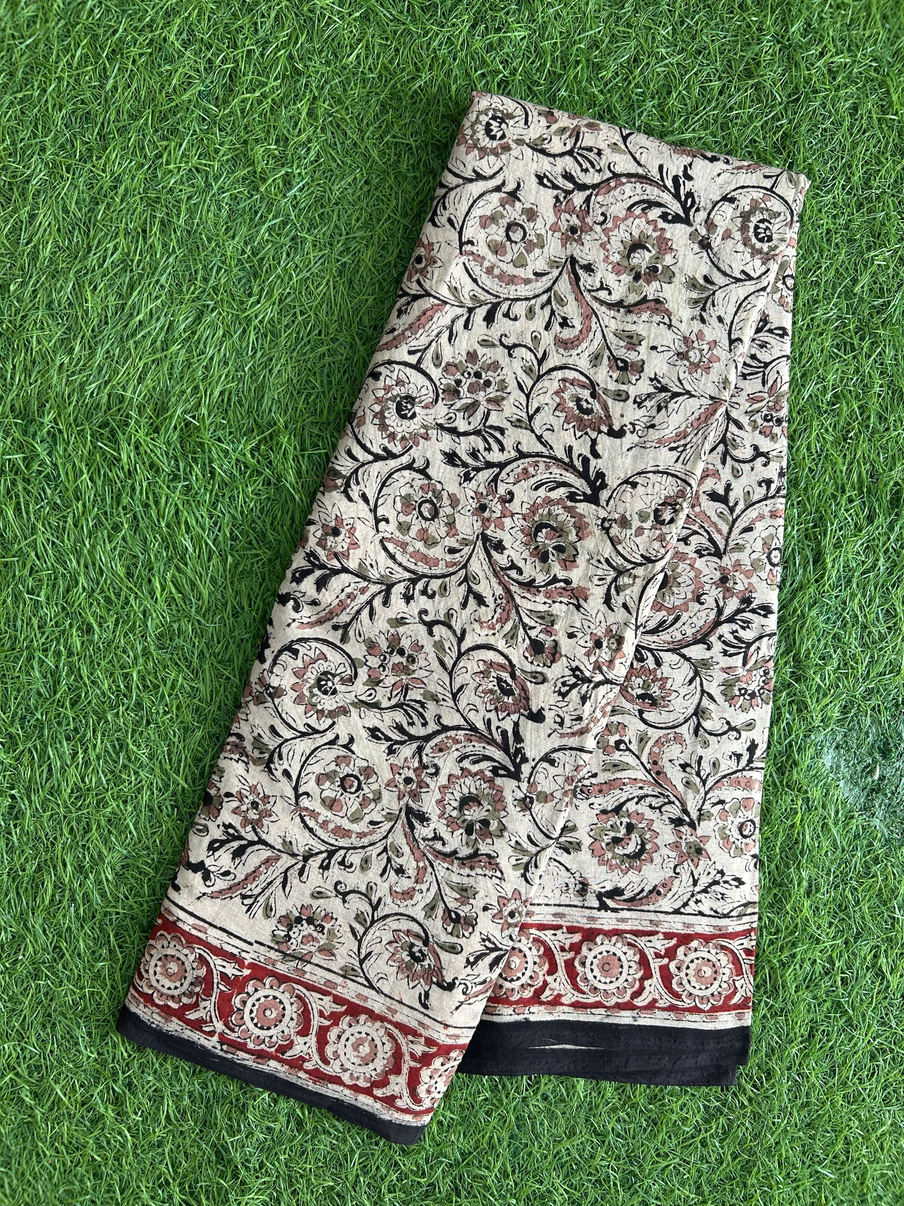 Hand Block Printed Kalamkari Saree KCH-M215