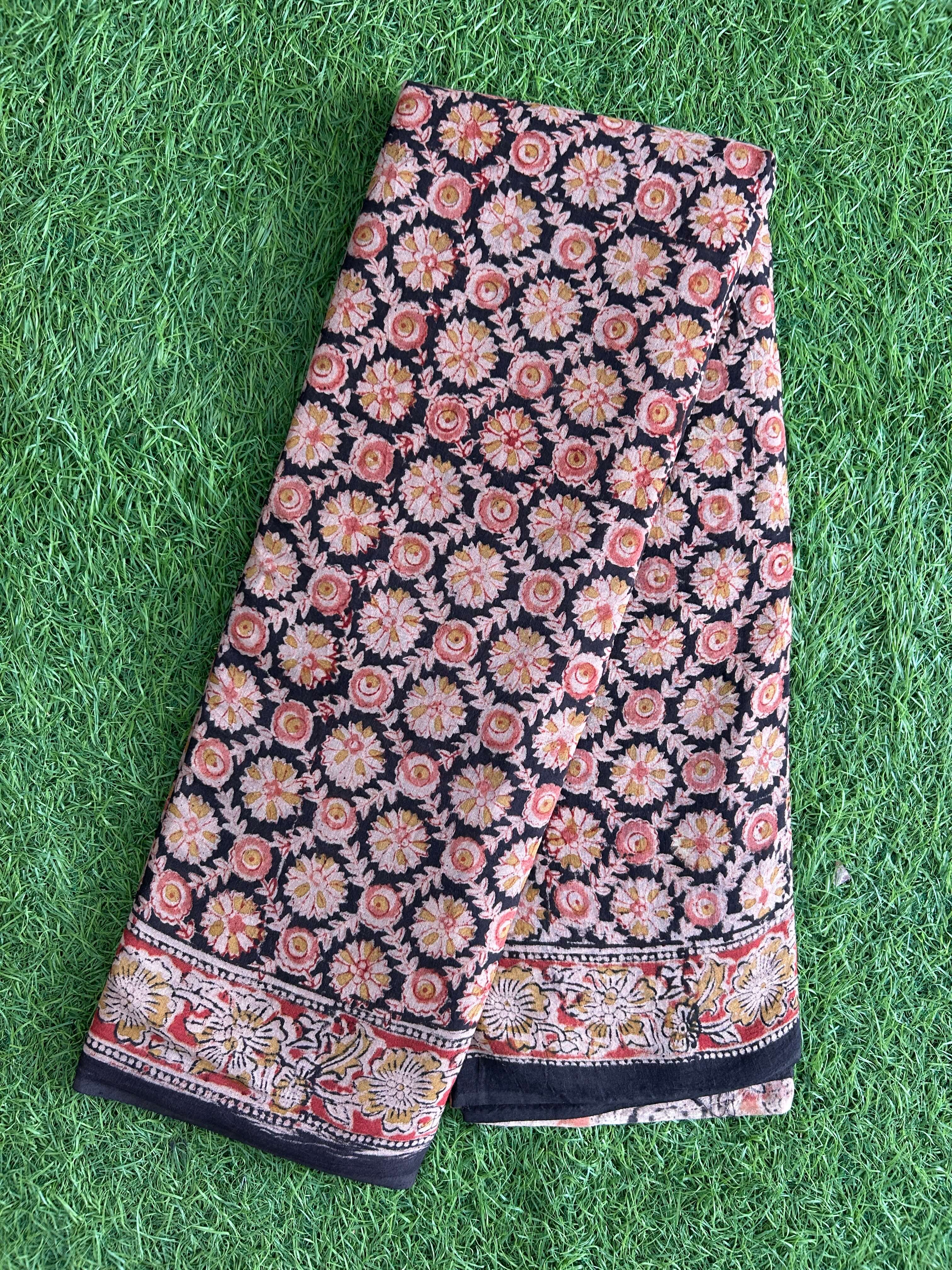 Hand Block Printed Kalamkari Saree KCH-M216