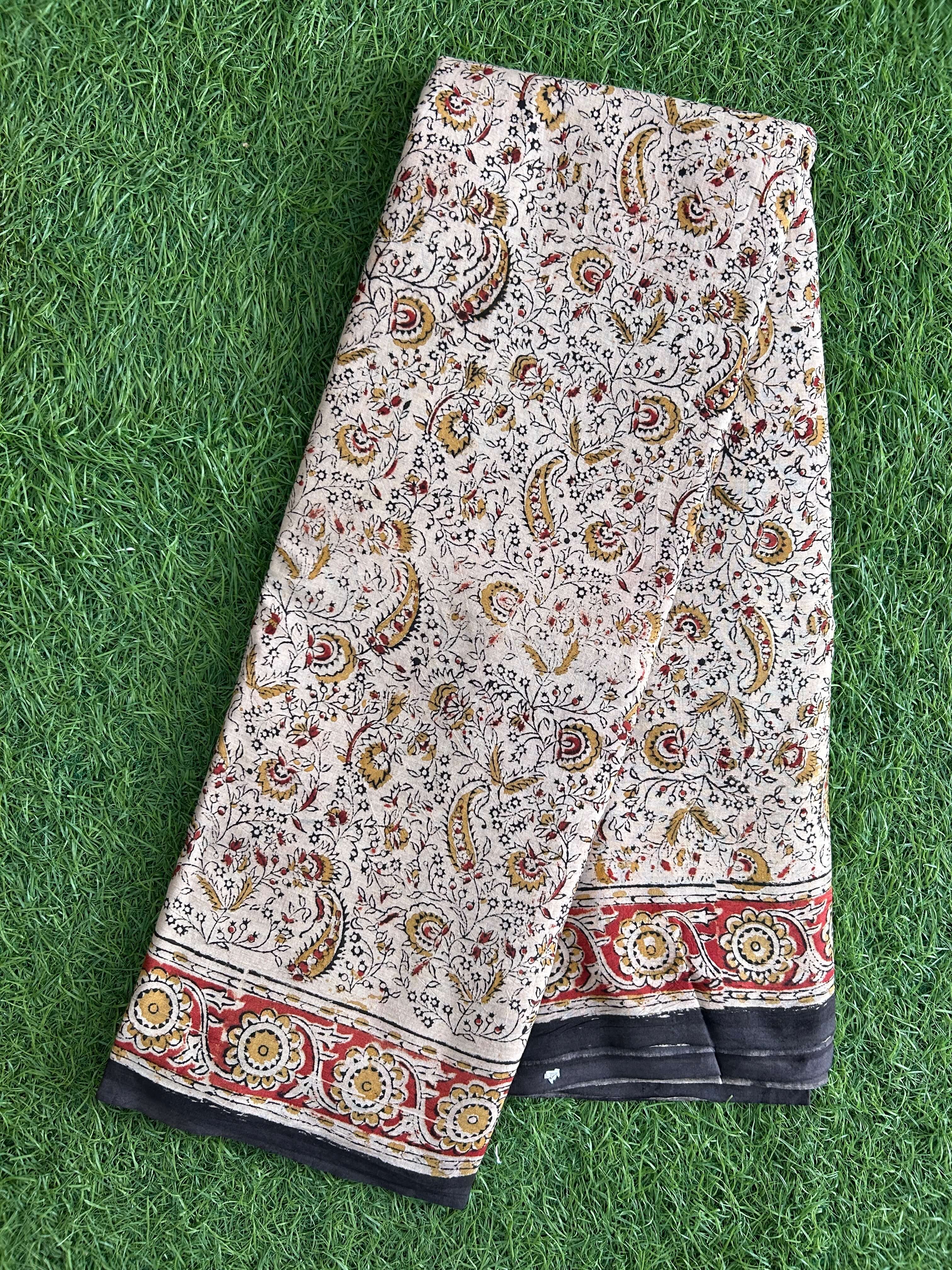 Hand Block Printed Kalamkari Saree KCH-M217