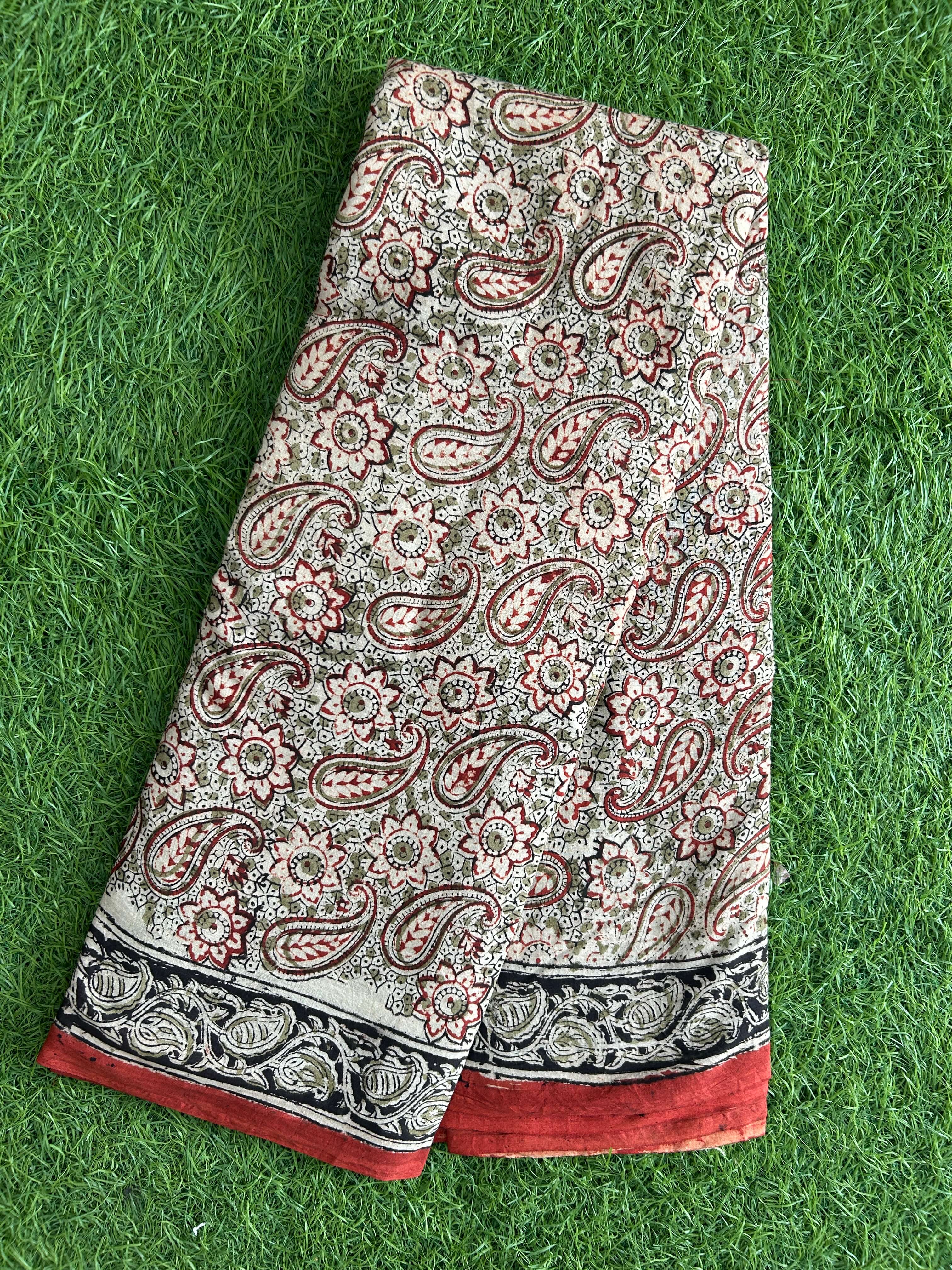 Hand Block Printed Kalamkari Saree KCH-M218