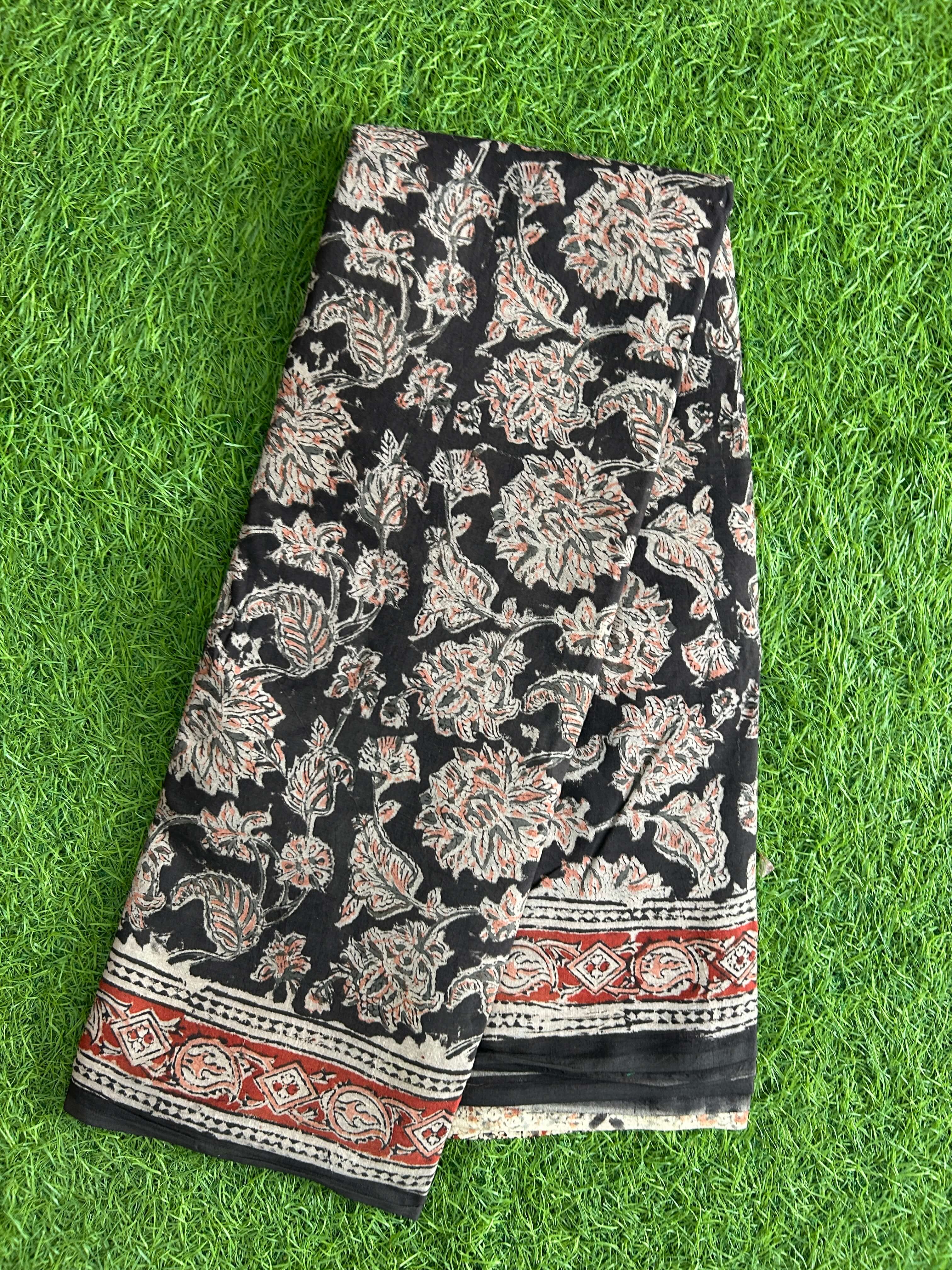 Hand Block Printed Kalamkari Saree KCH-M219