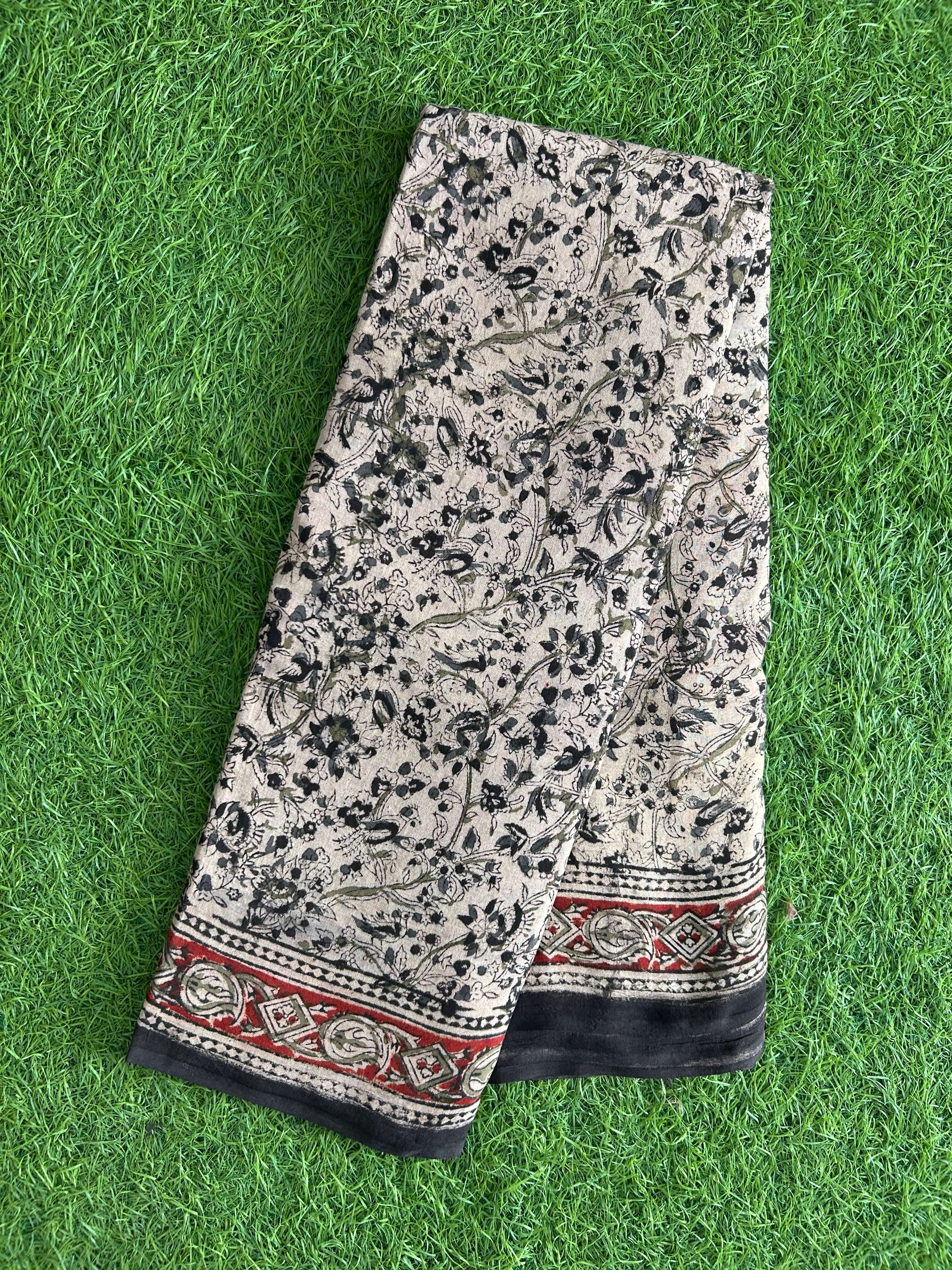 Hand Block Printed Kalamkari Saree KCH-M220
