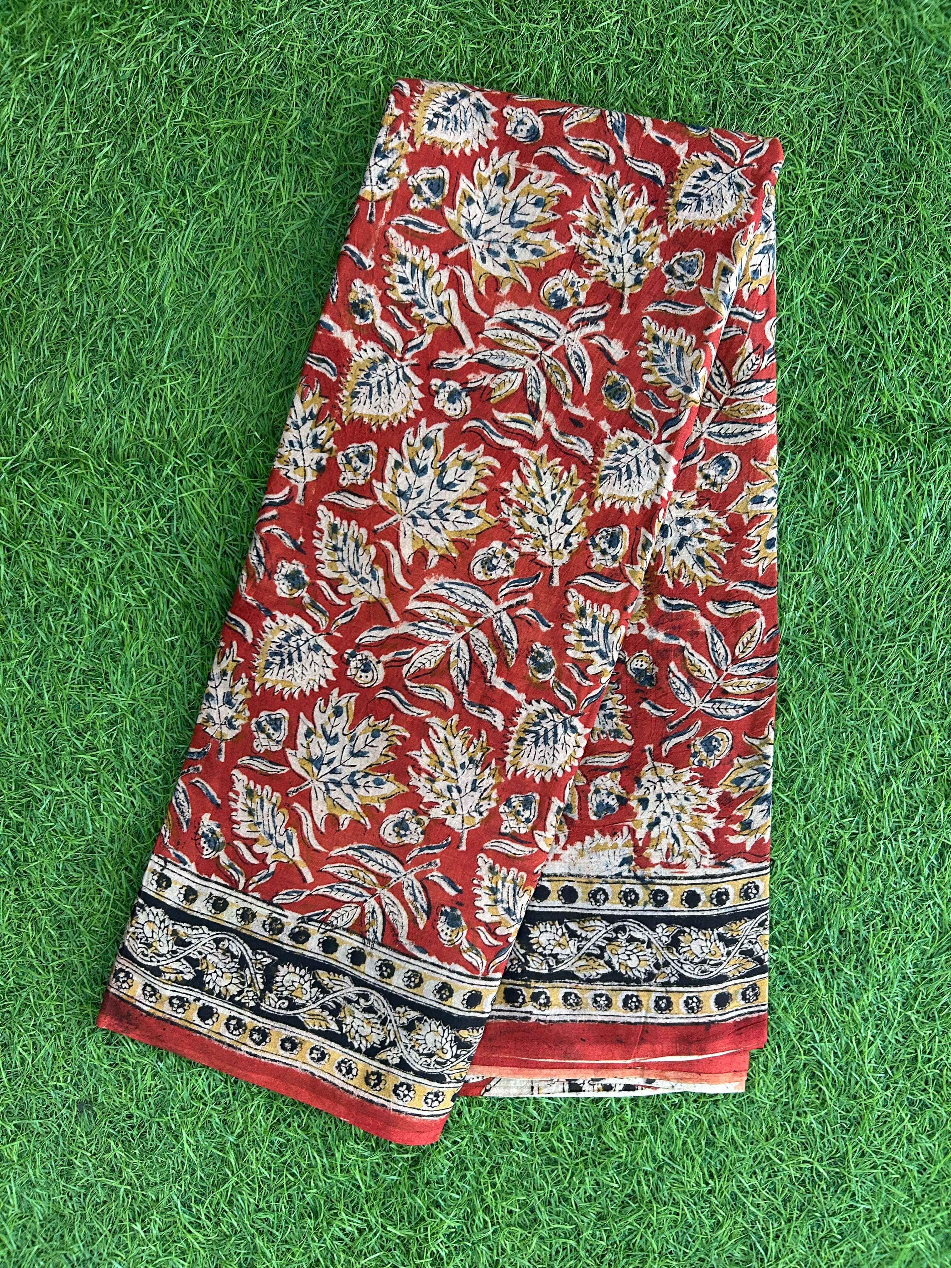 Hand Block Printed Kalamkari Saree KCH-M221