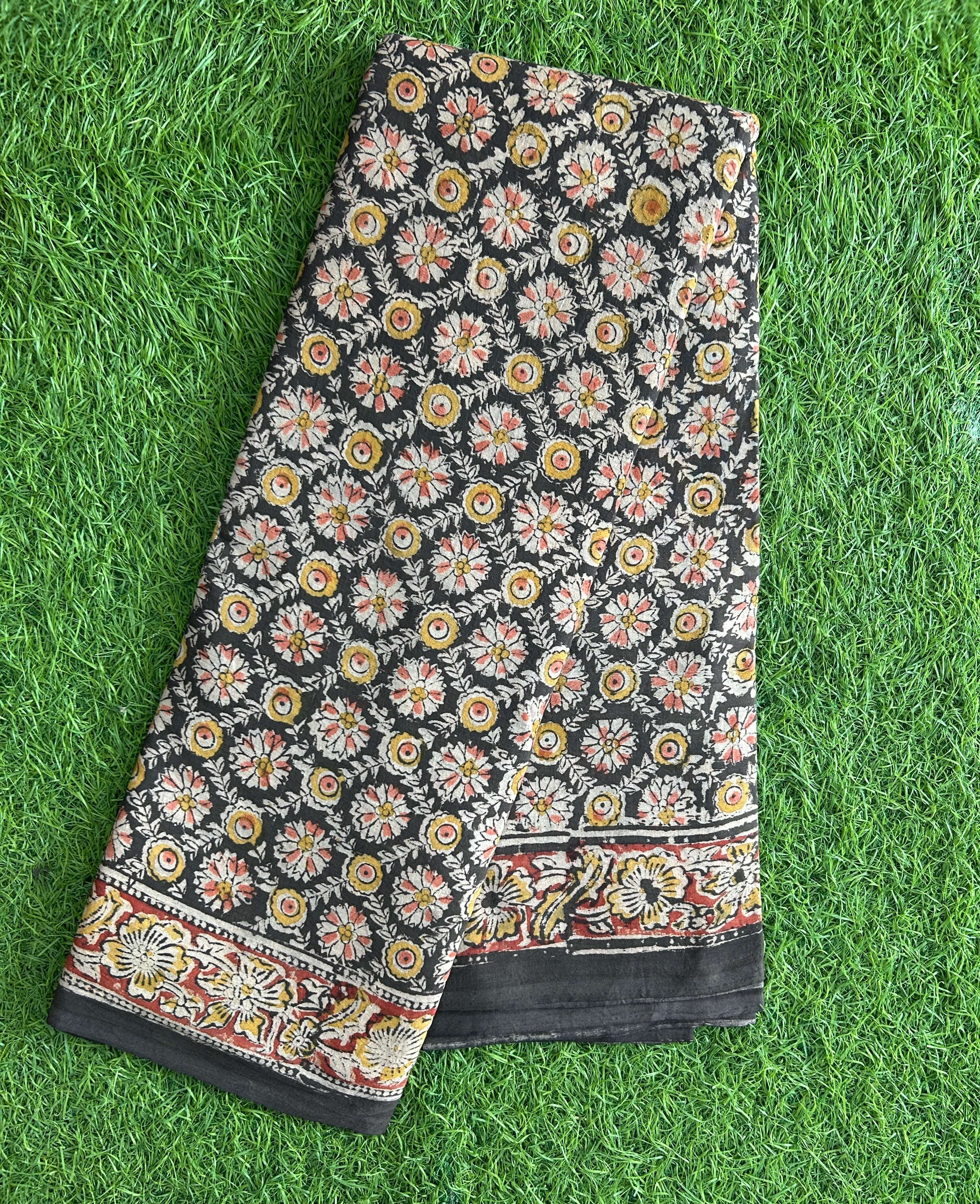 Hand Block Printed Kalamkari Saree KCH-M225