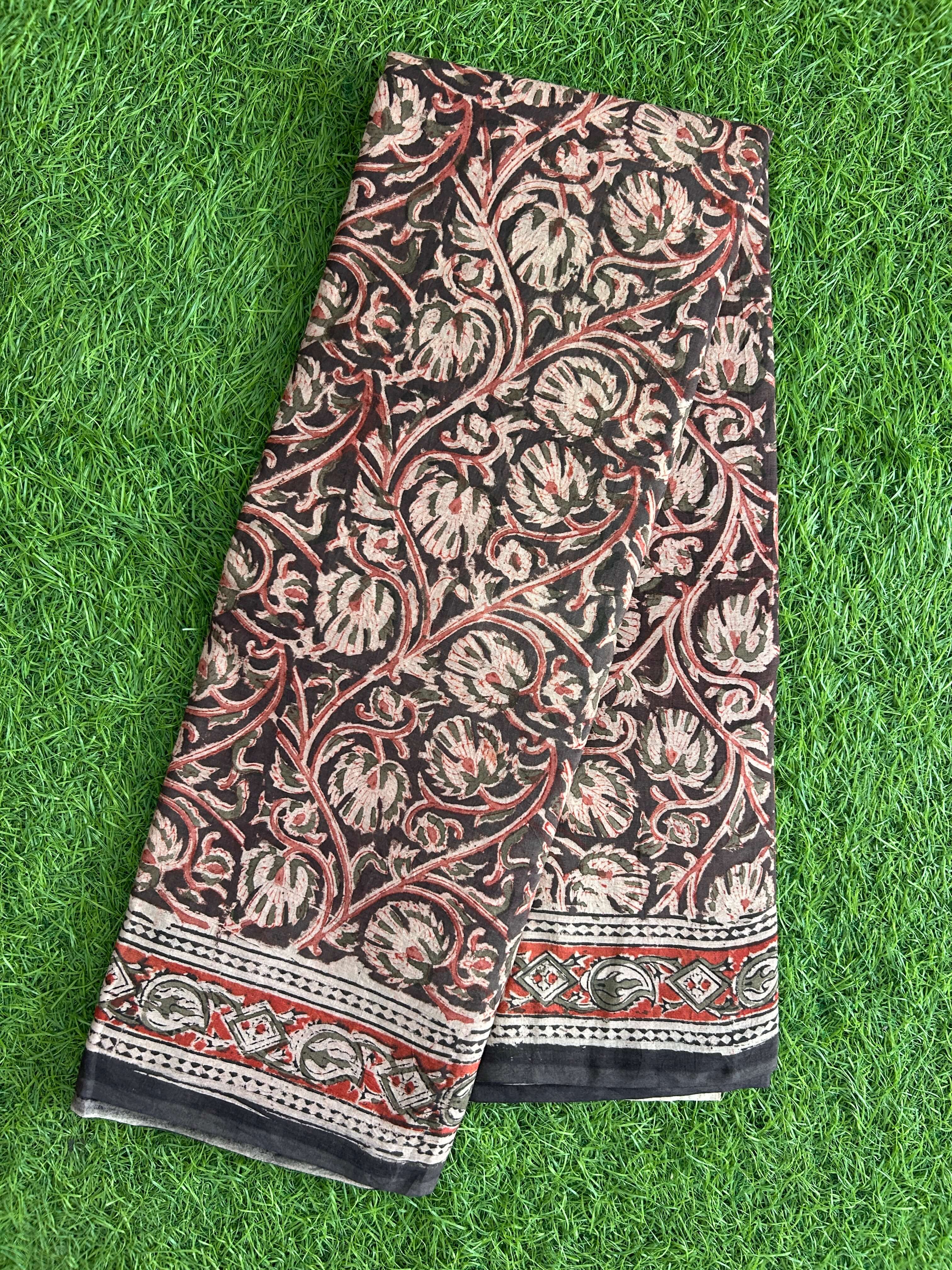 Hand Block Printed Kalamkari Saree KCH-M227