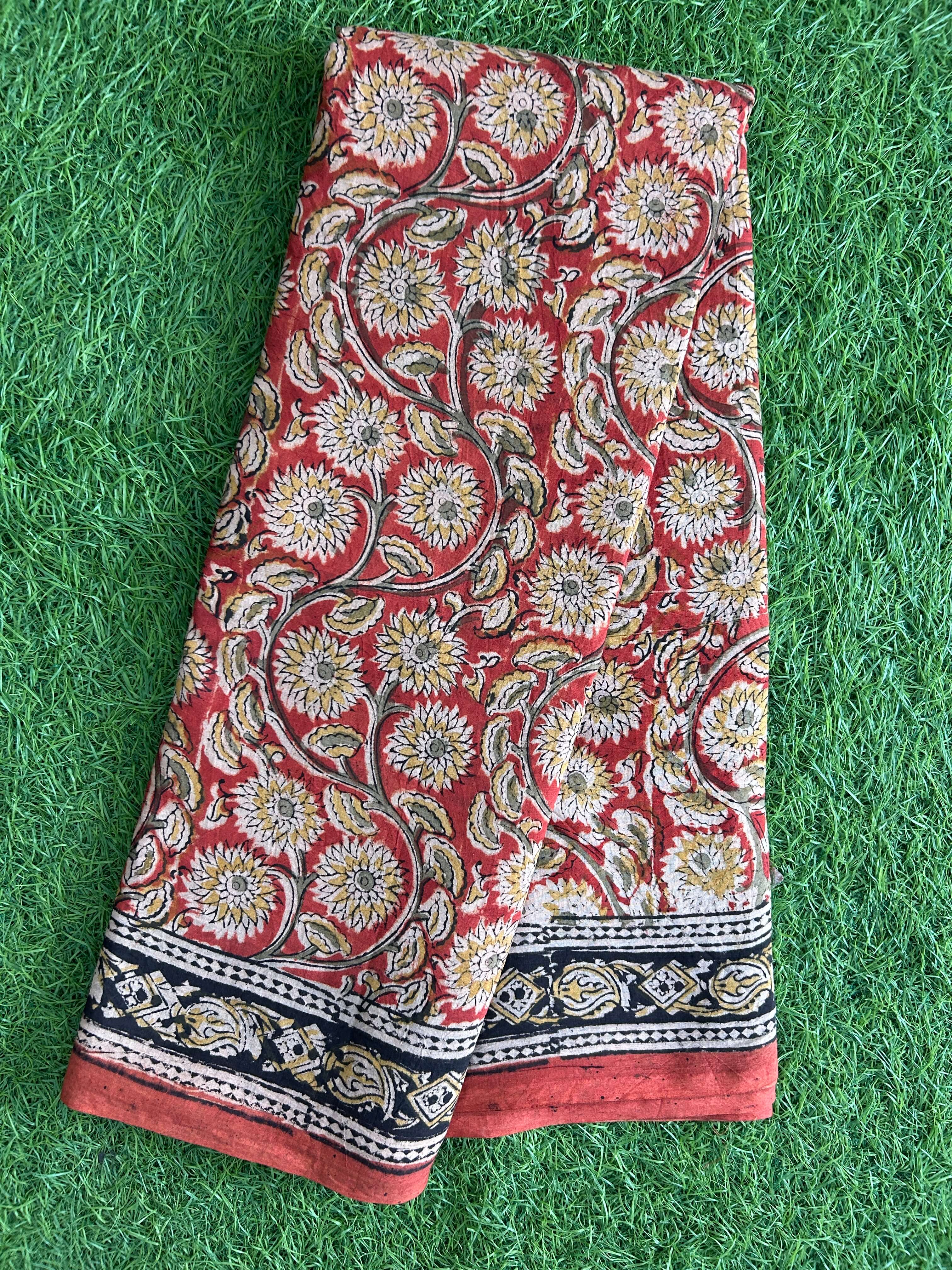 Hand Block Printed Kalamkari Saree KCH-M228