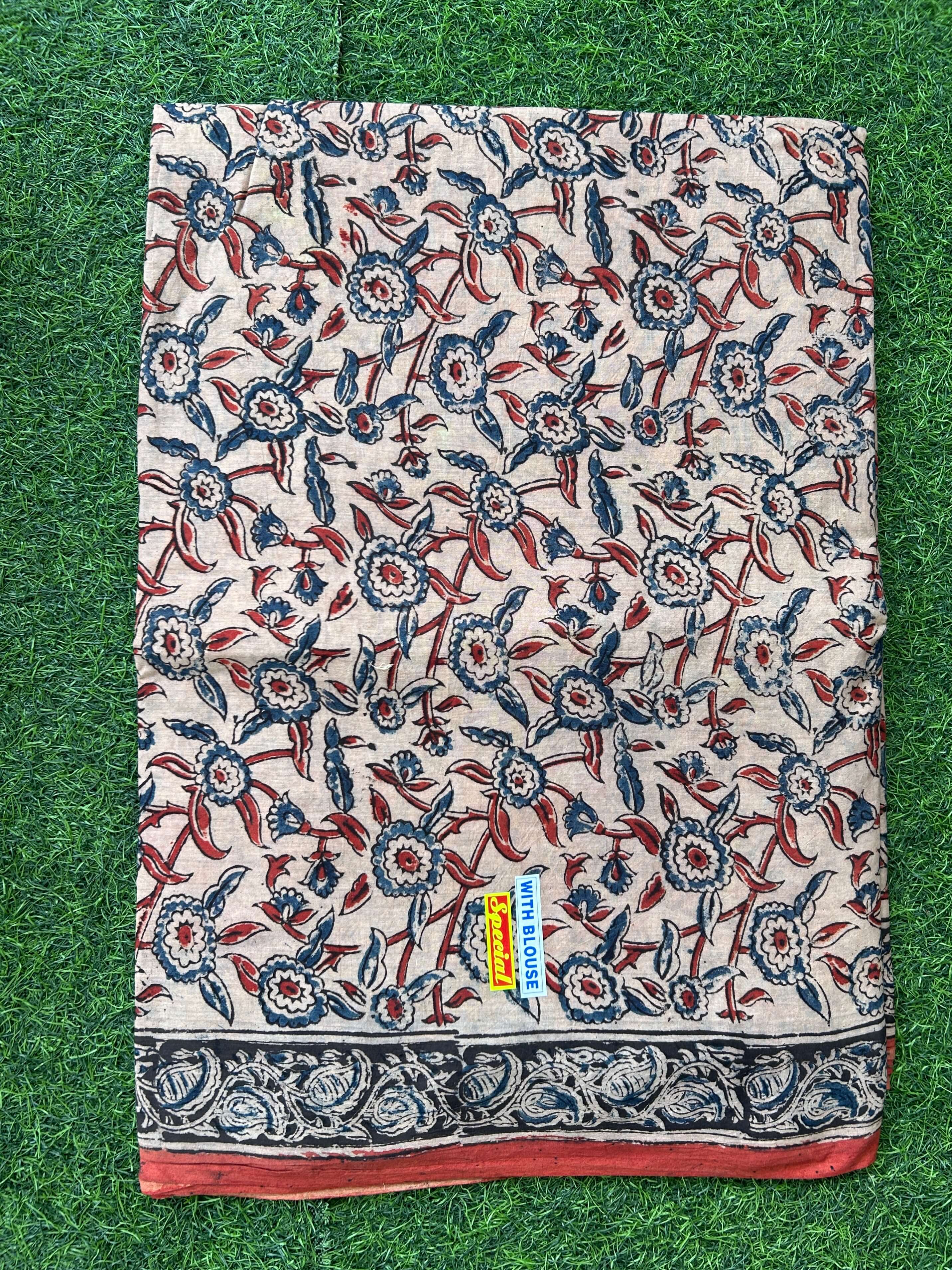 Hand Block Printed Kalamkari Saree KCH-M230