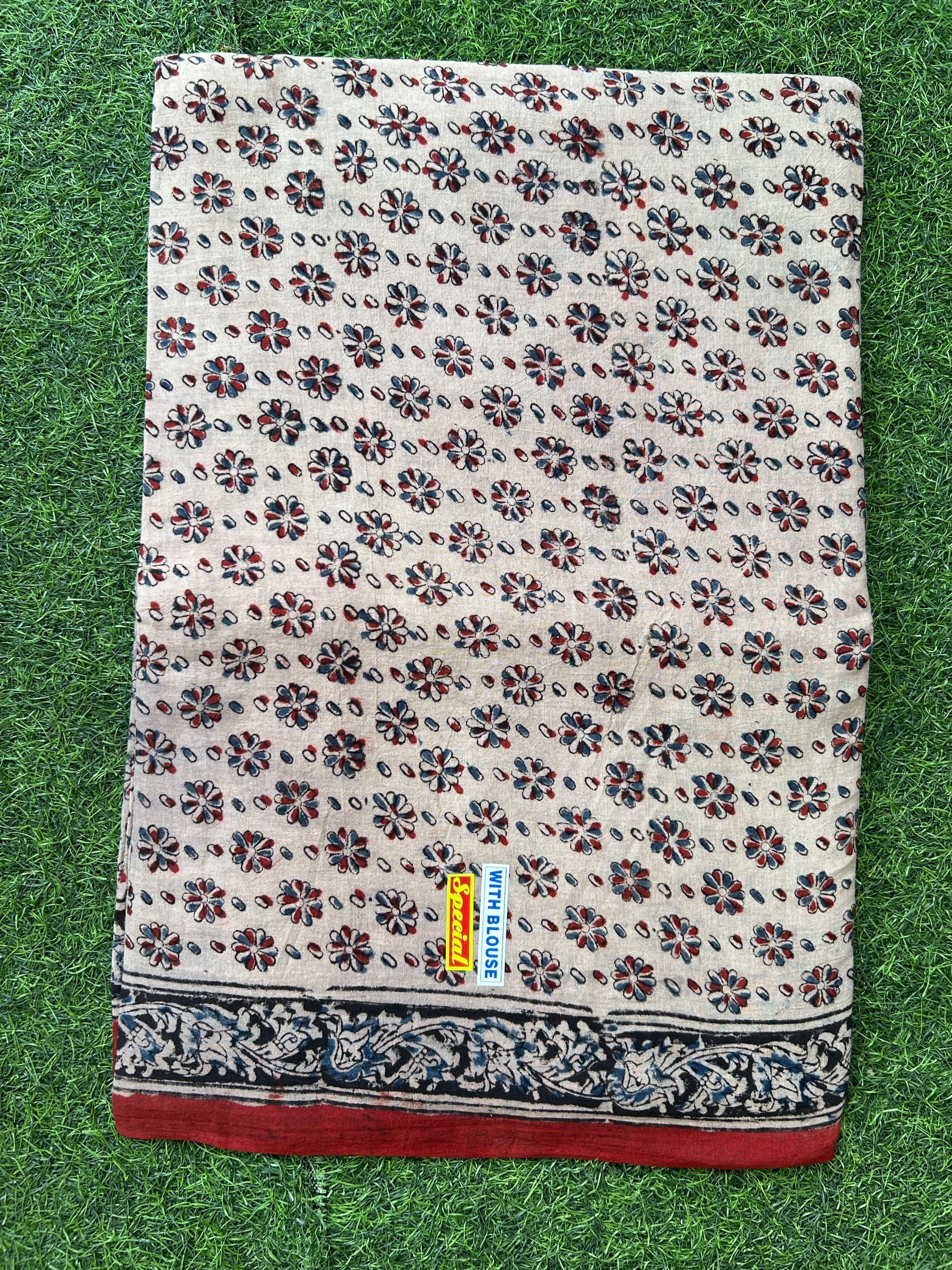 Hand Block Printed Kalamkari Saree KCH-M233
