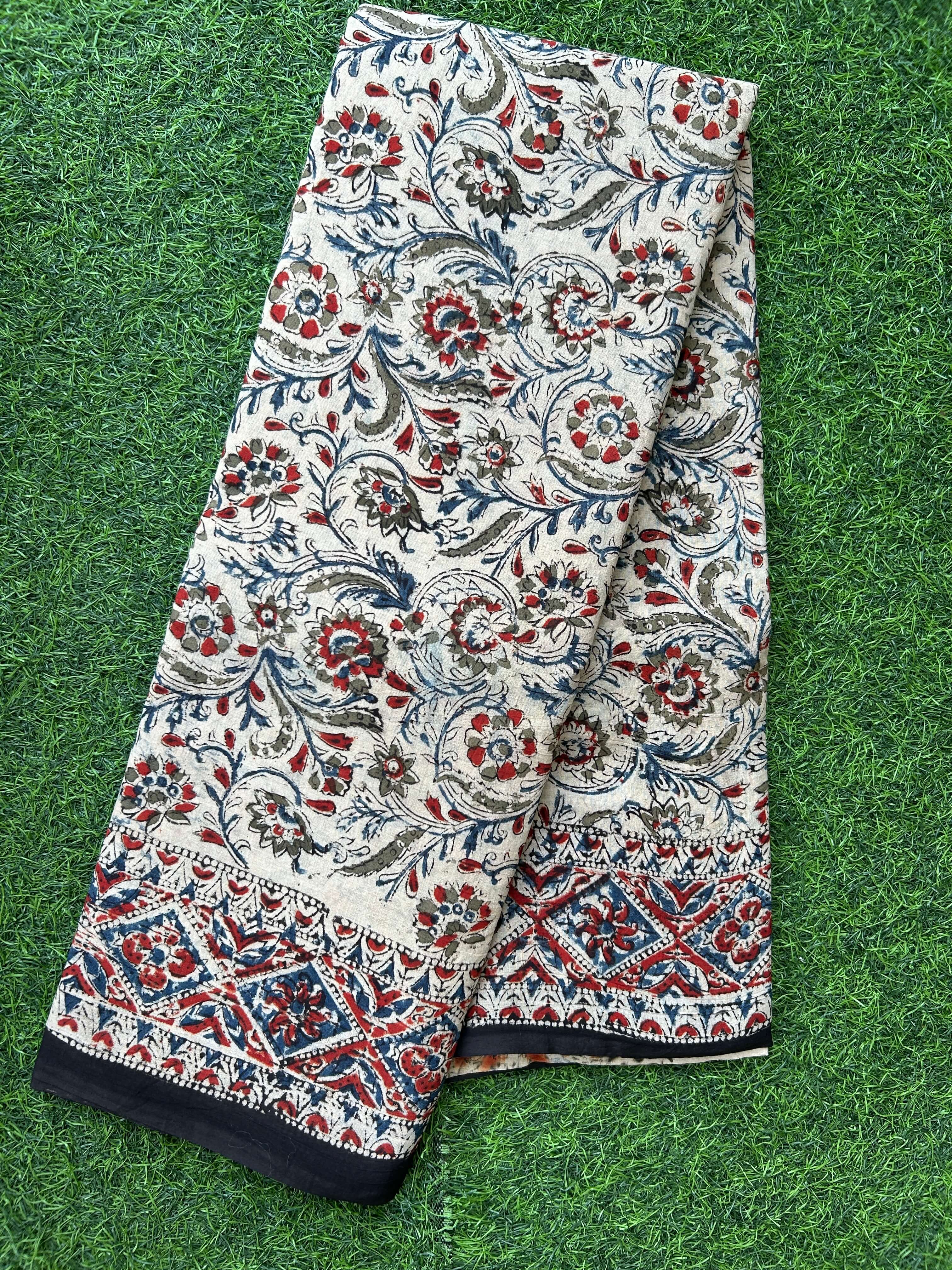 Hand Block Printed Kalamkari Saree KCH-M234