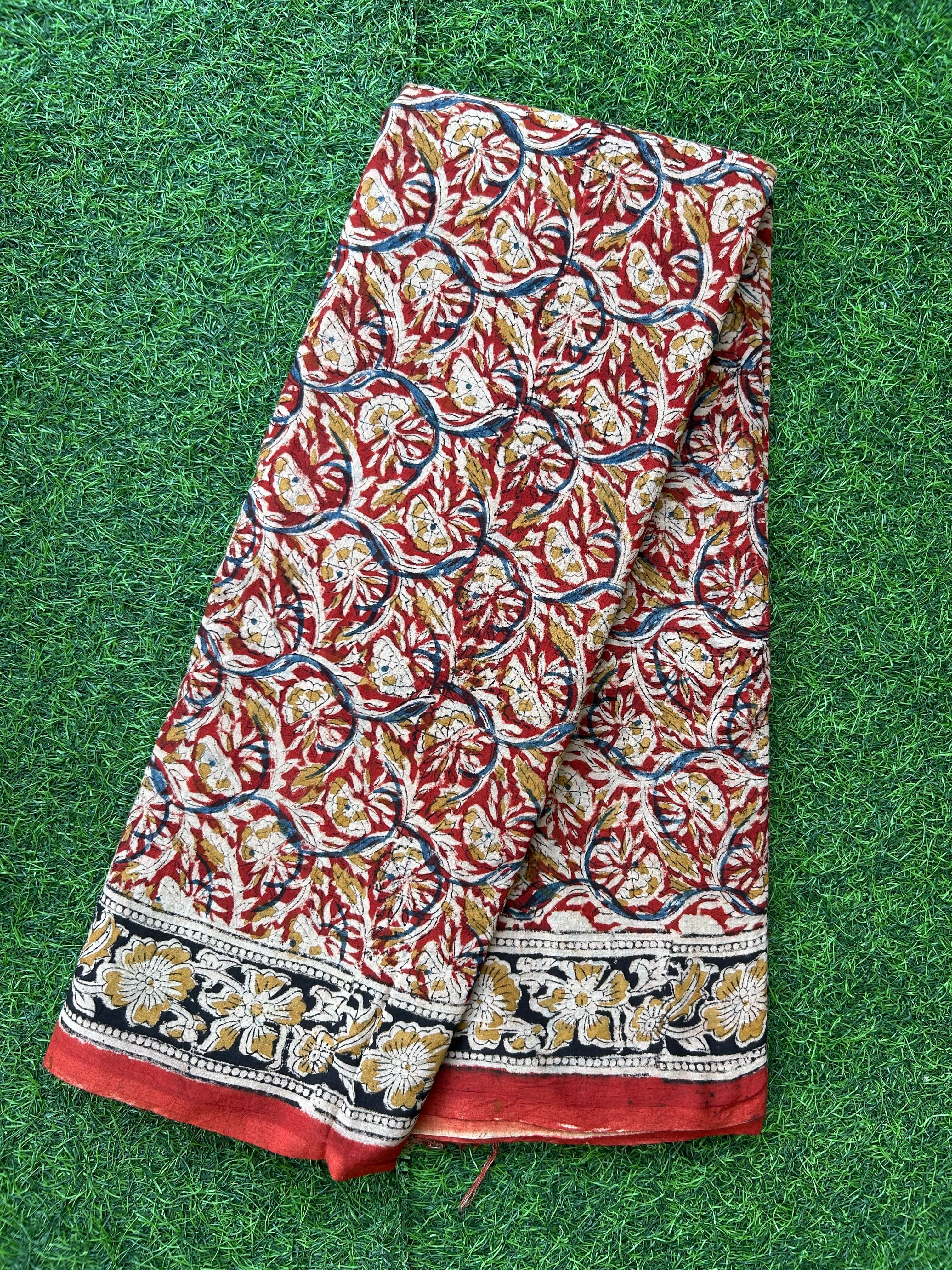 Hand Block Printed Kalamkari Saree KCH-M235