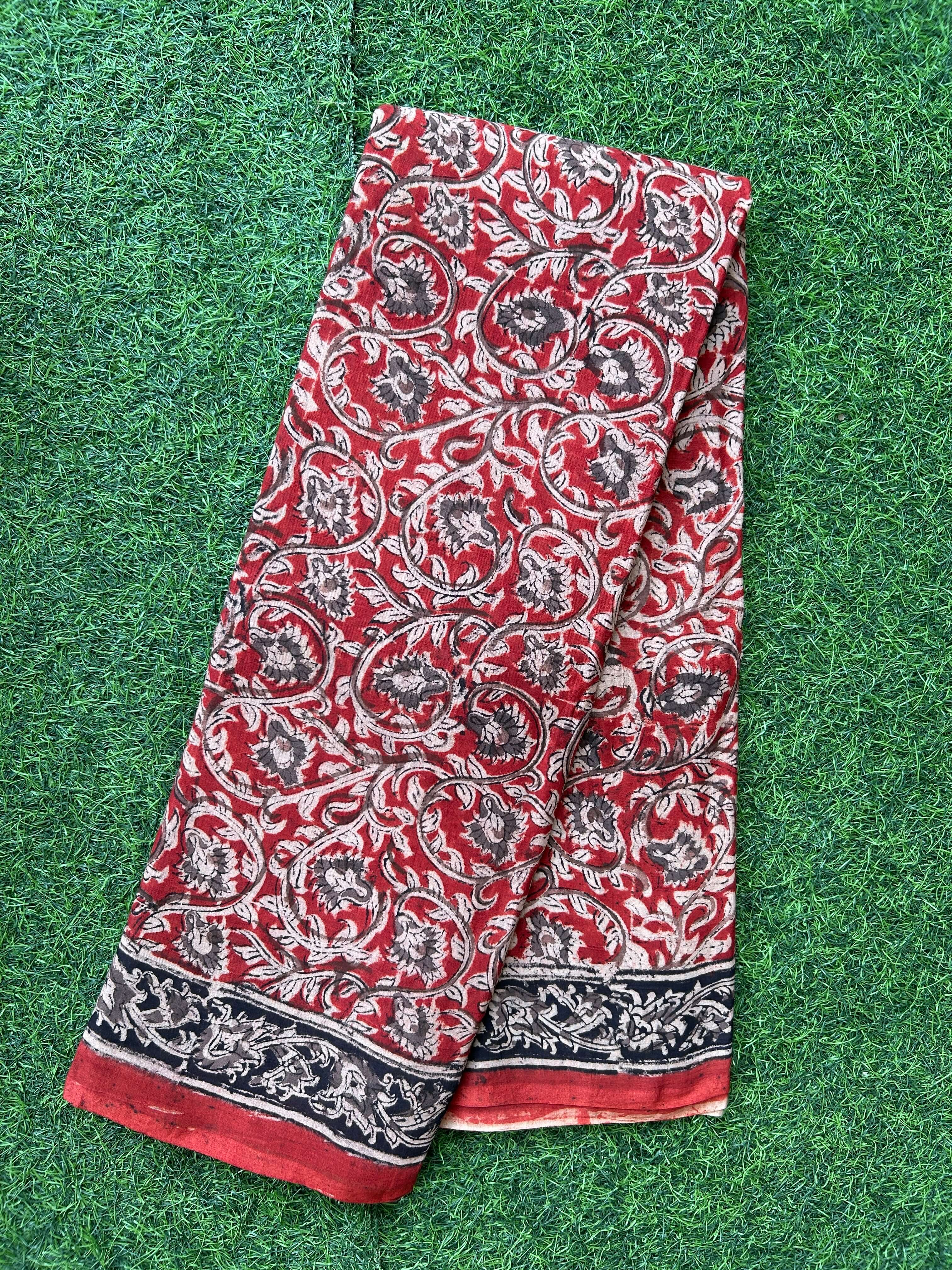Hand Block Printed Kalamkari Saree KCH-M236