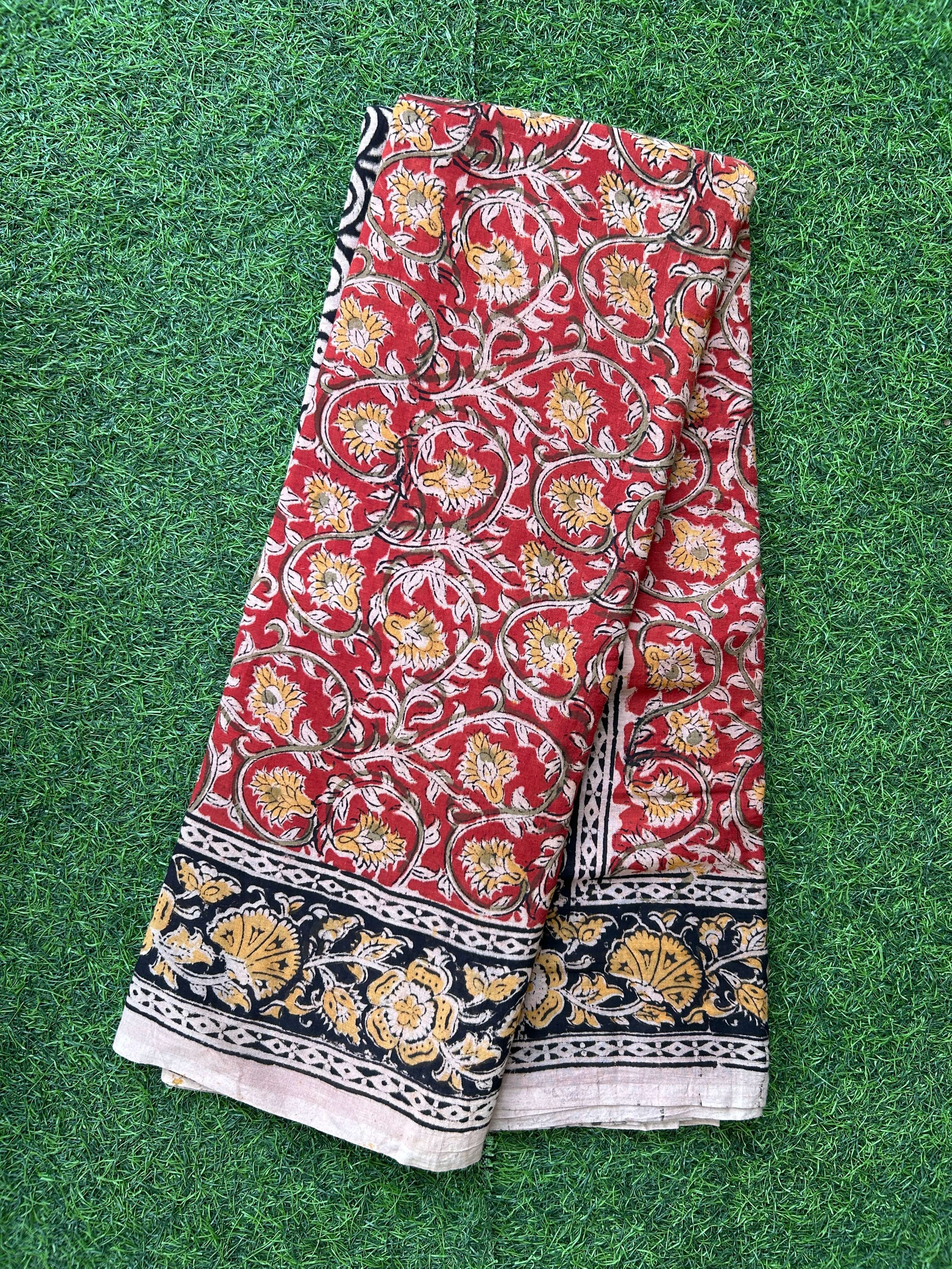 Hand Block Printed Kalamkari Saree KCH-M237