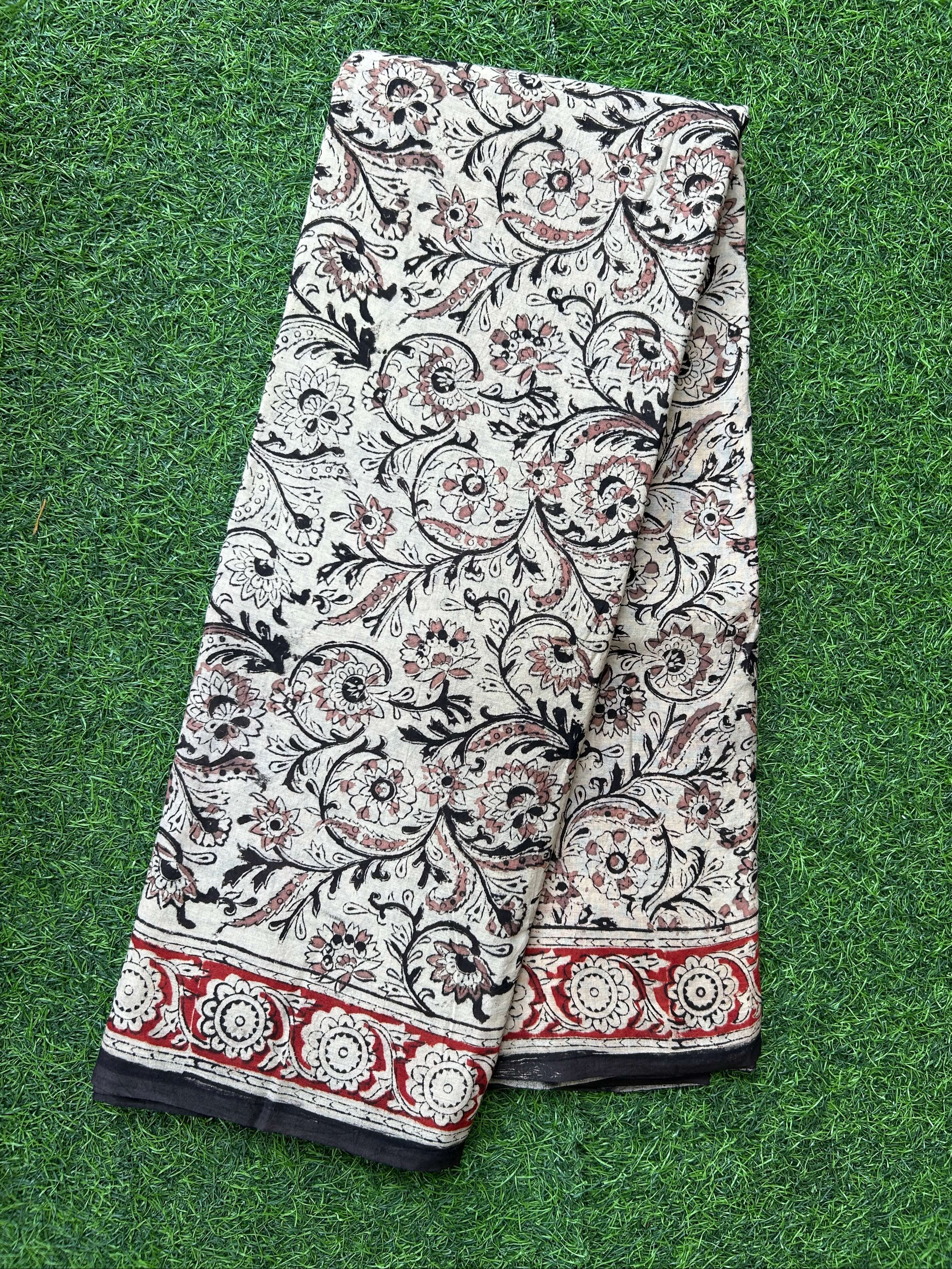 Hand Block Printed Kalamkari Saree KCH-M240