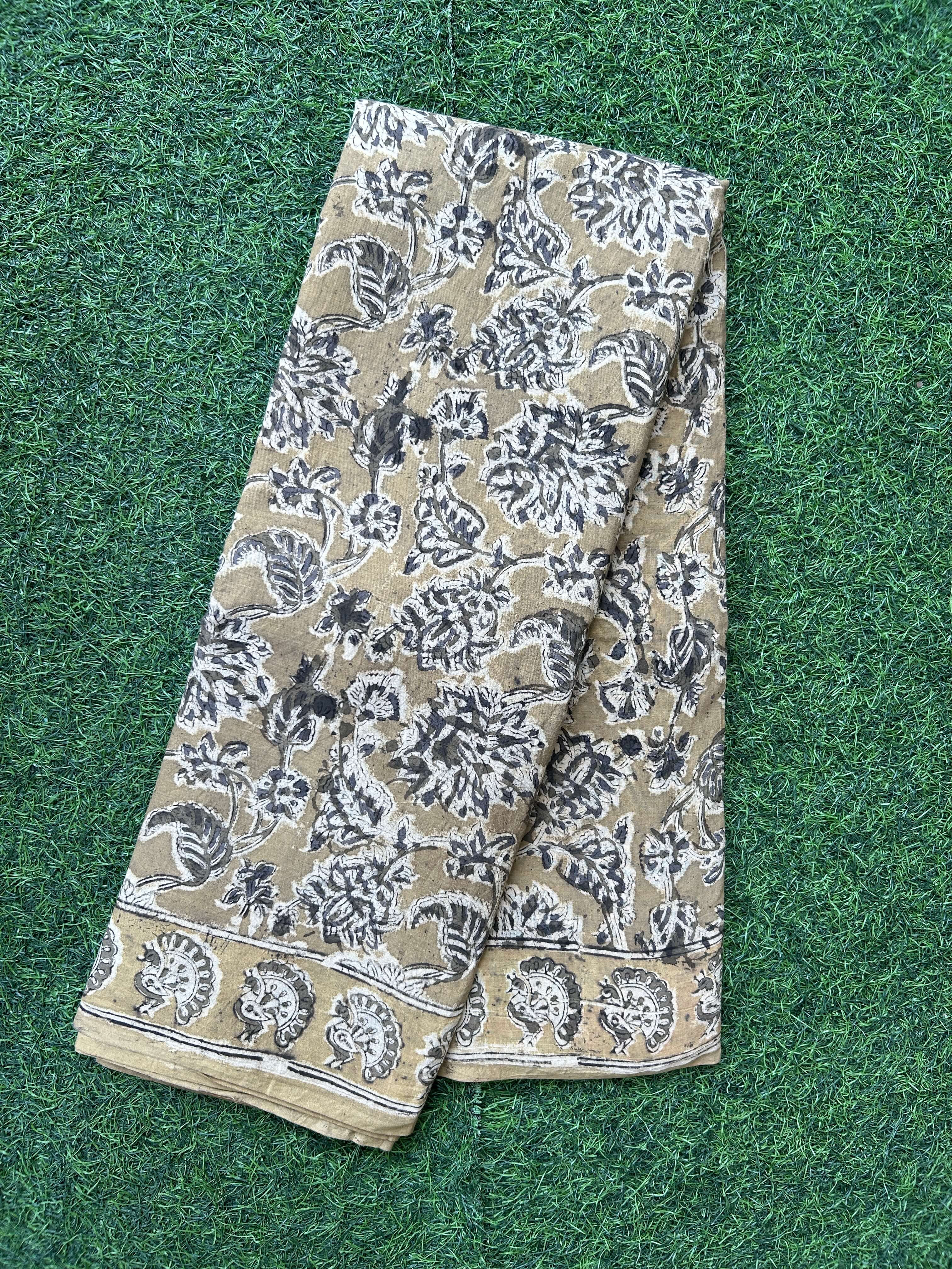 Hand Block Printed Kalamkari Saree KCH-M243