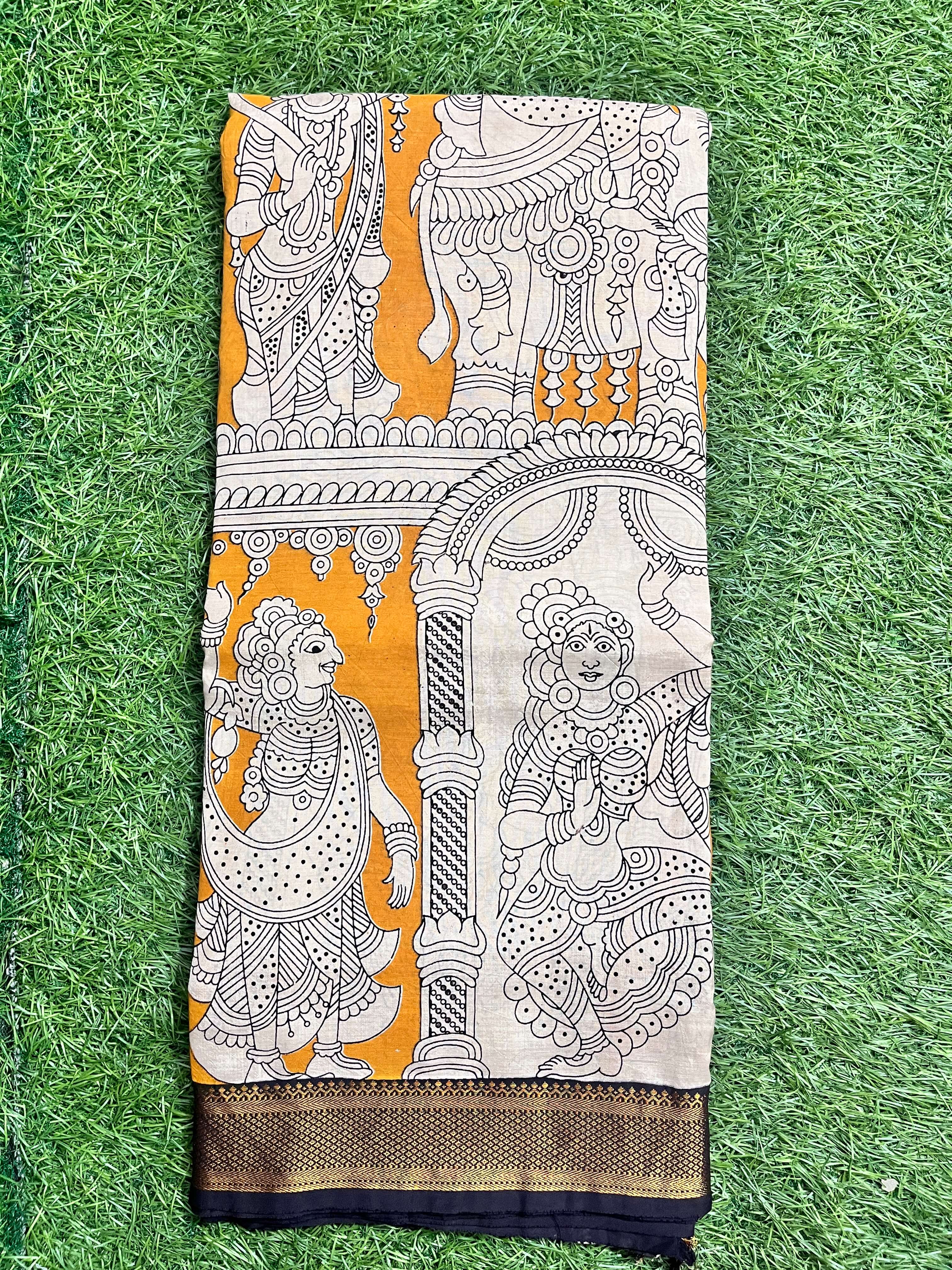 Kalamkari Chennuri Silk Nizam Border Saree-KNB-SP-M174