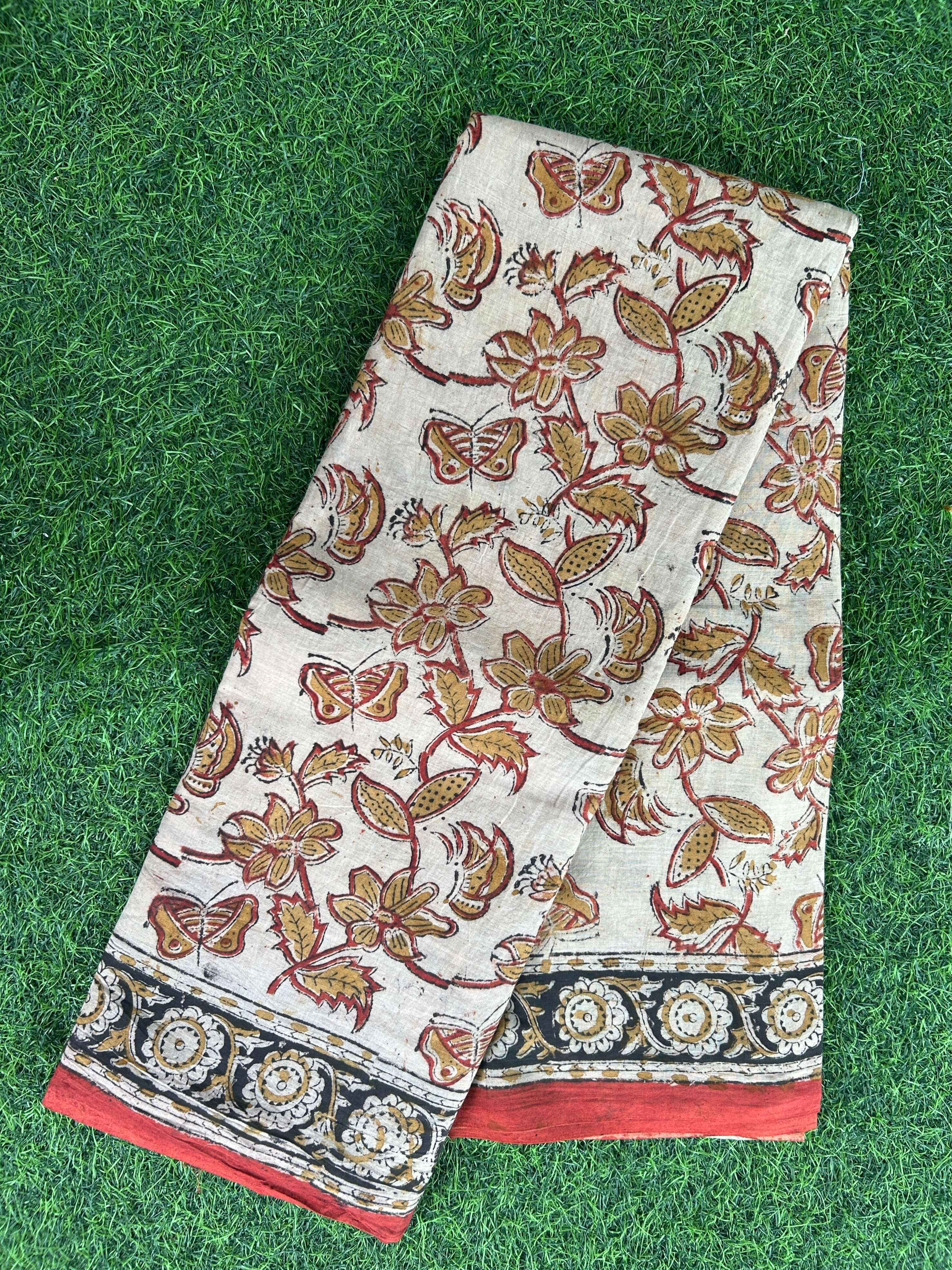 Hand Block Printed Kalamkari Saree KCH-M244