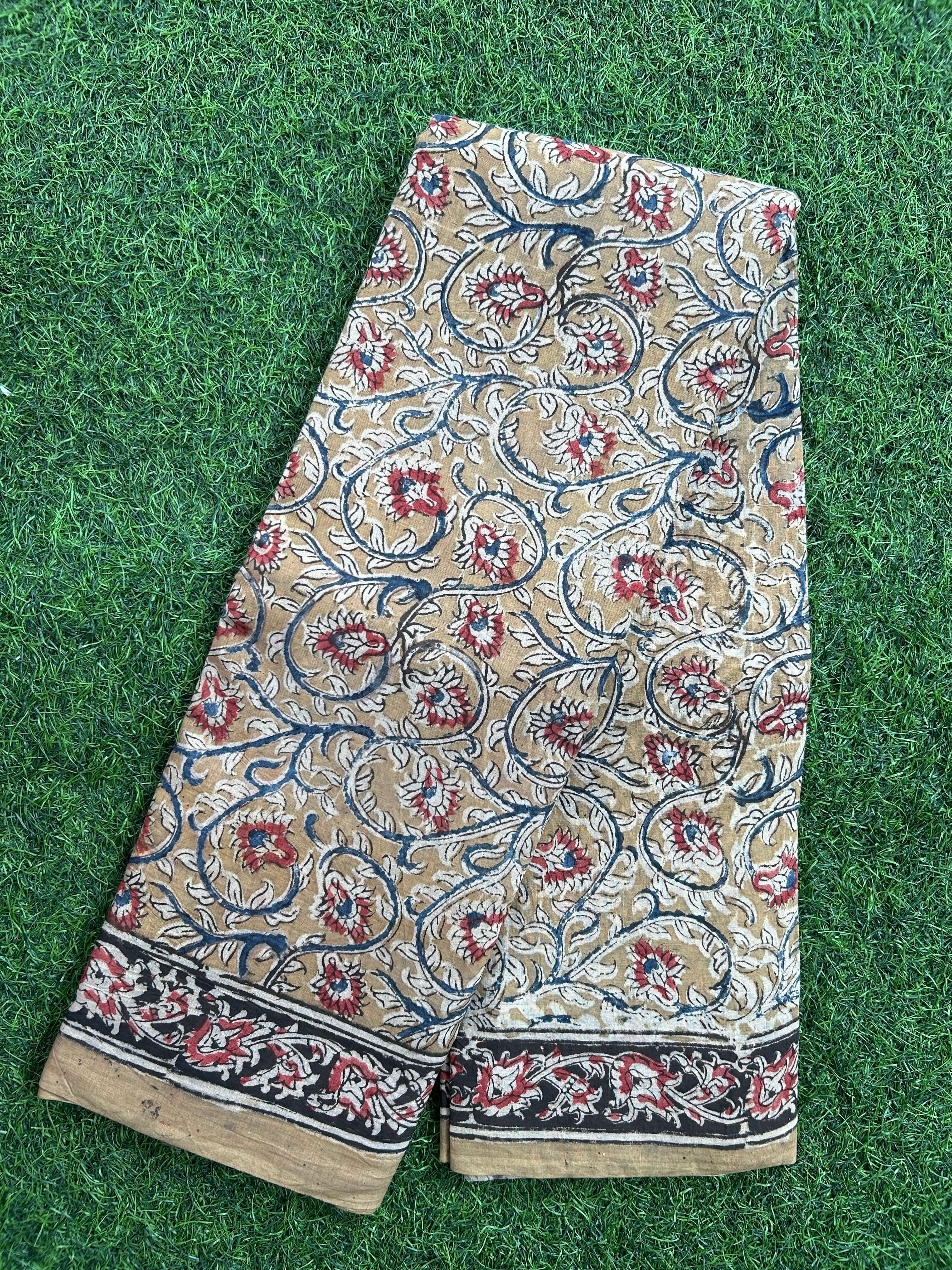 Hand Block Printed Kalamkari Saree KCH-M245