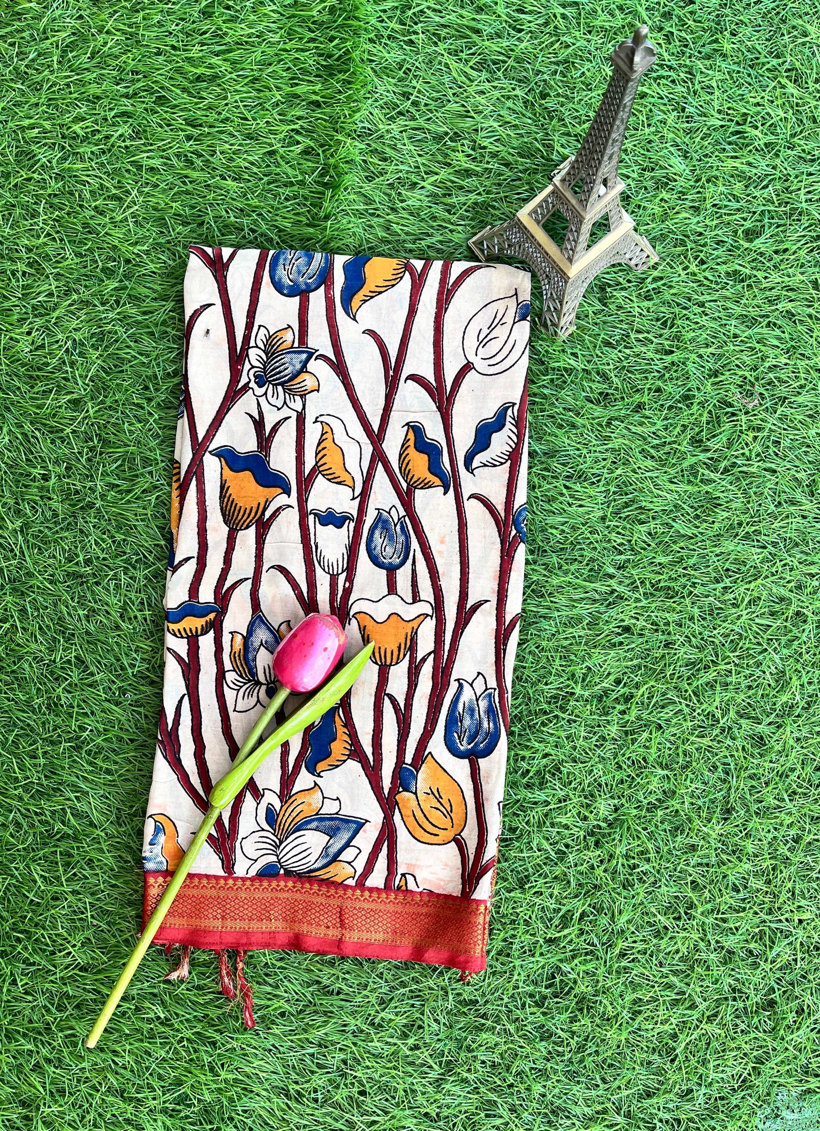 Nizam Border Kalamkari Dupatta- NBKHBD-N-M117