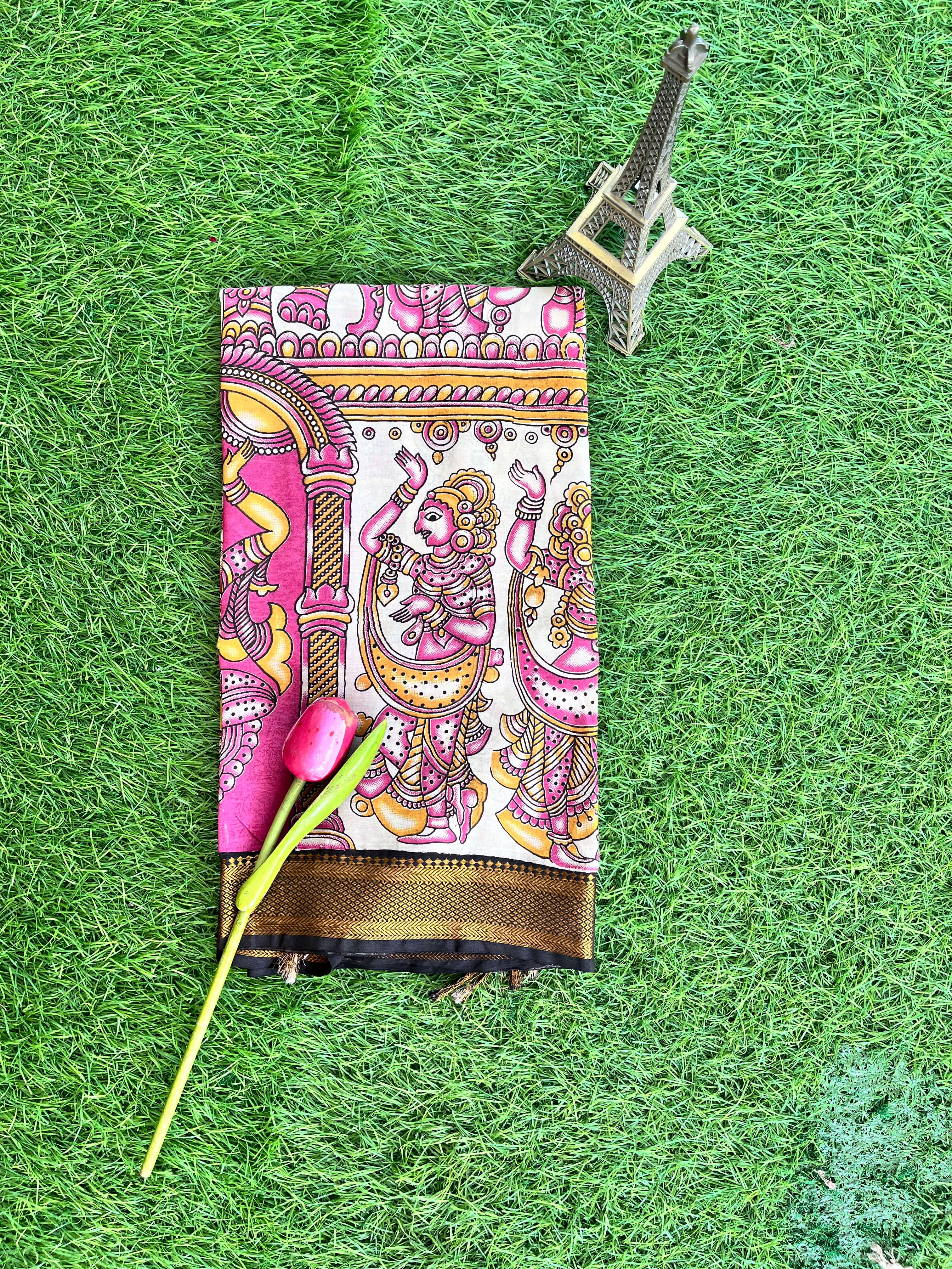 Nizam Border Kalamkari Dupatta- NBKHBD-N-M118