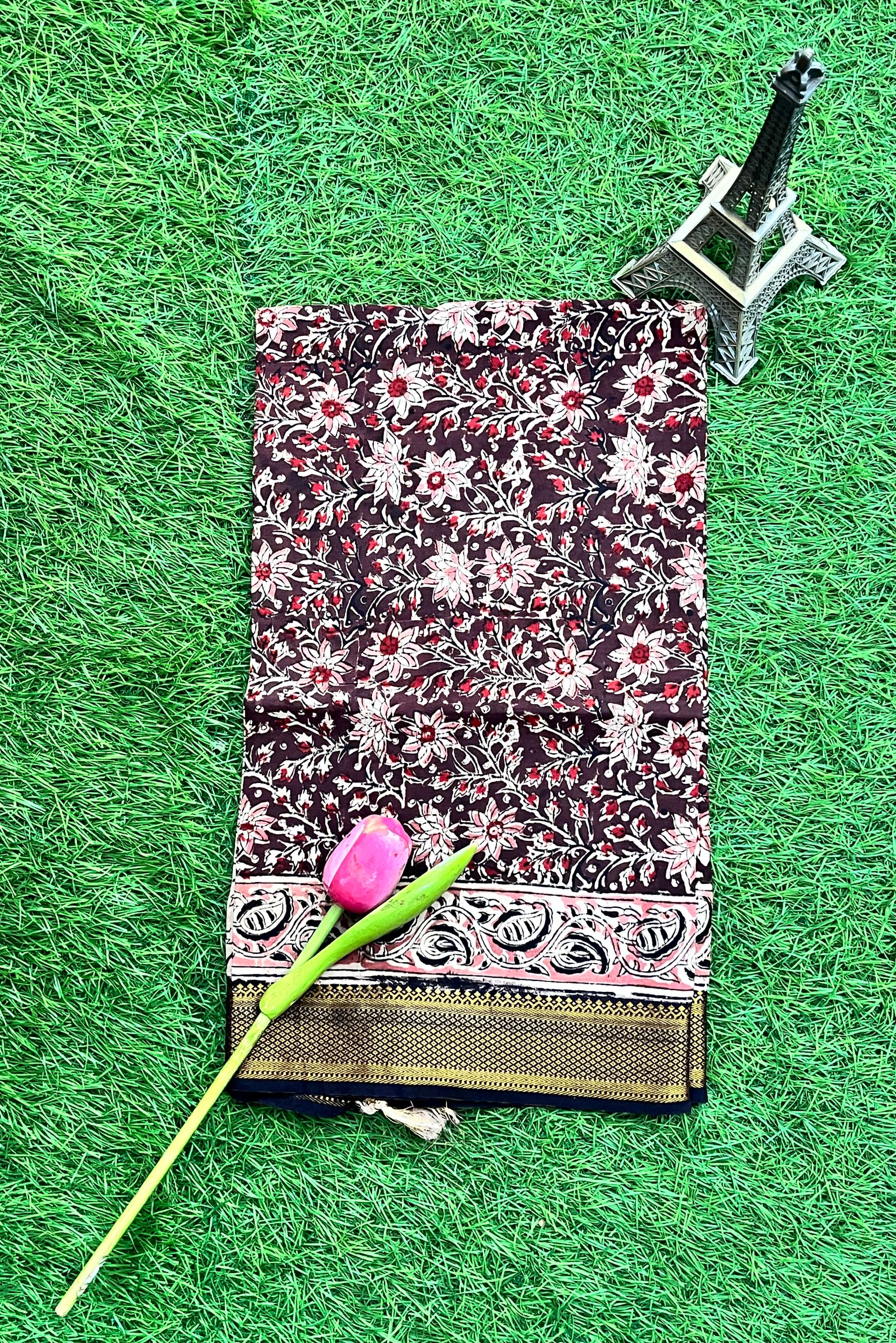 Nizam Border Kalamkari Dupatta- NBKHBD-N-M125