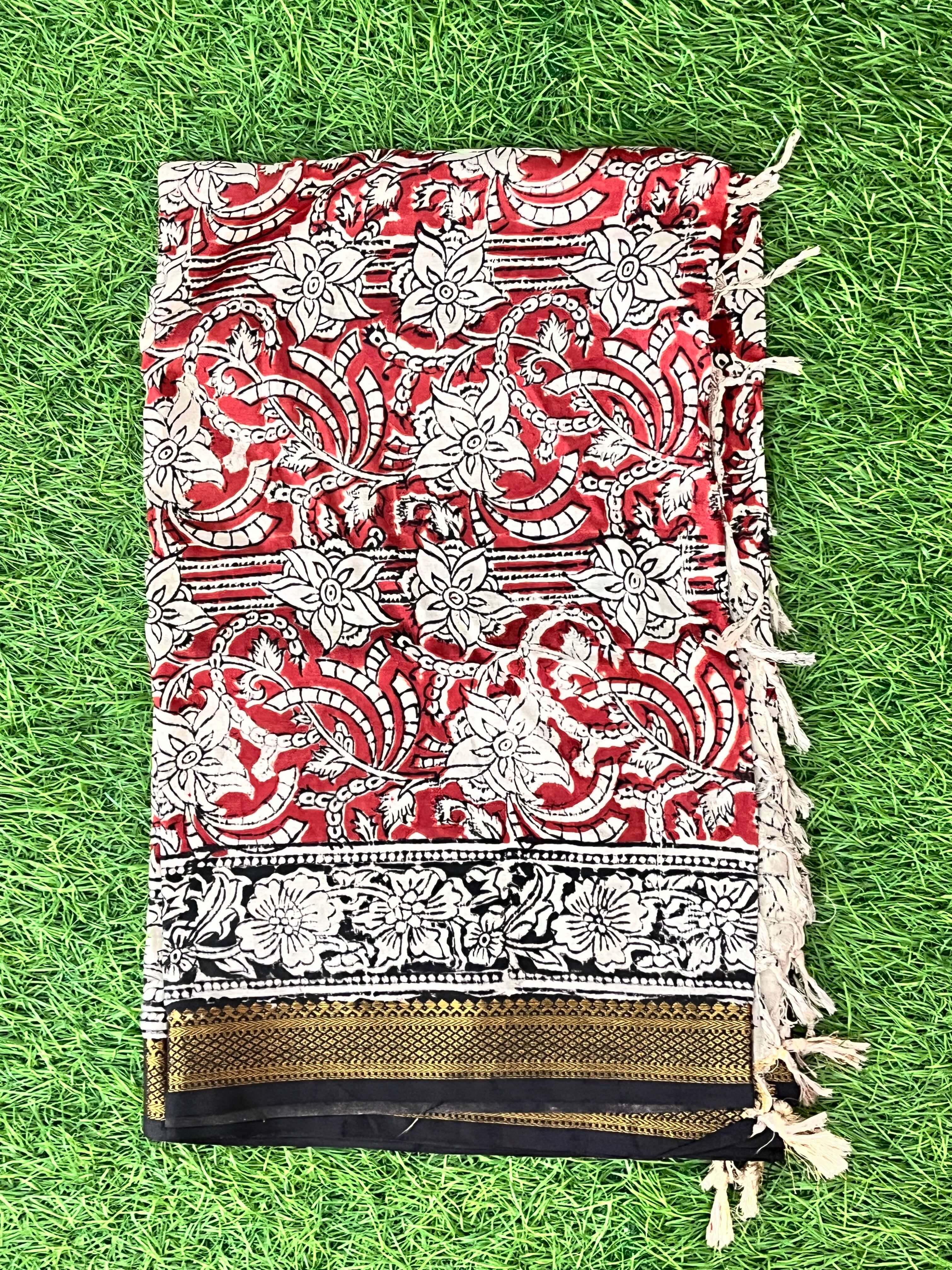 Nizam Border Kalamkari Dupatta- NBKHBD-N-M127