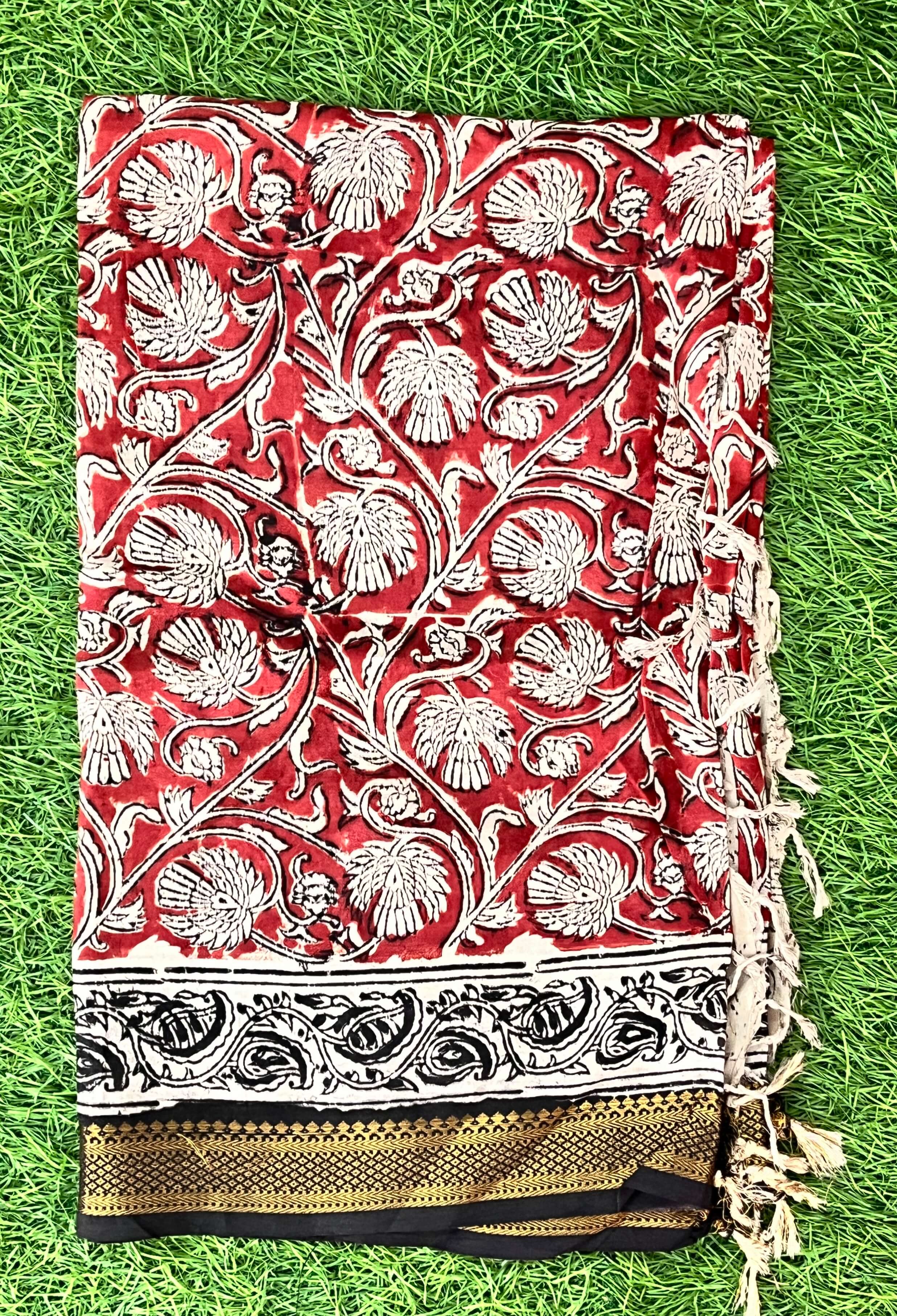Nizam Border Kalamkari Dupatta- NBKHBD-N-M128