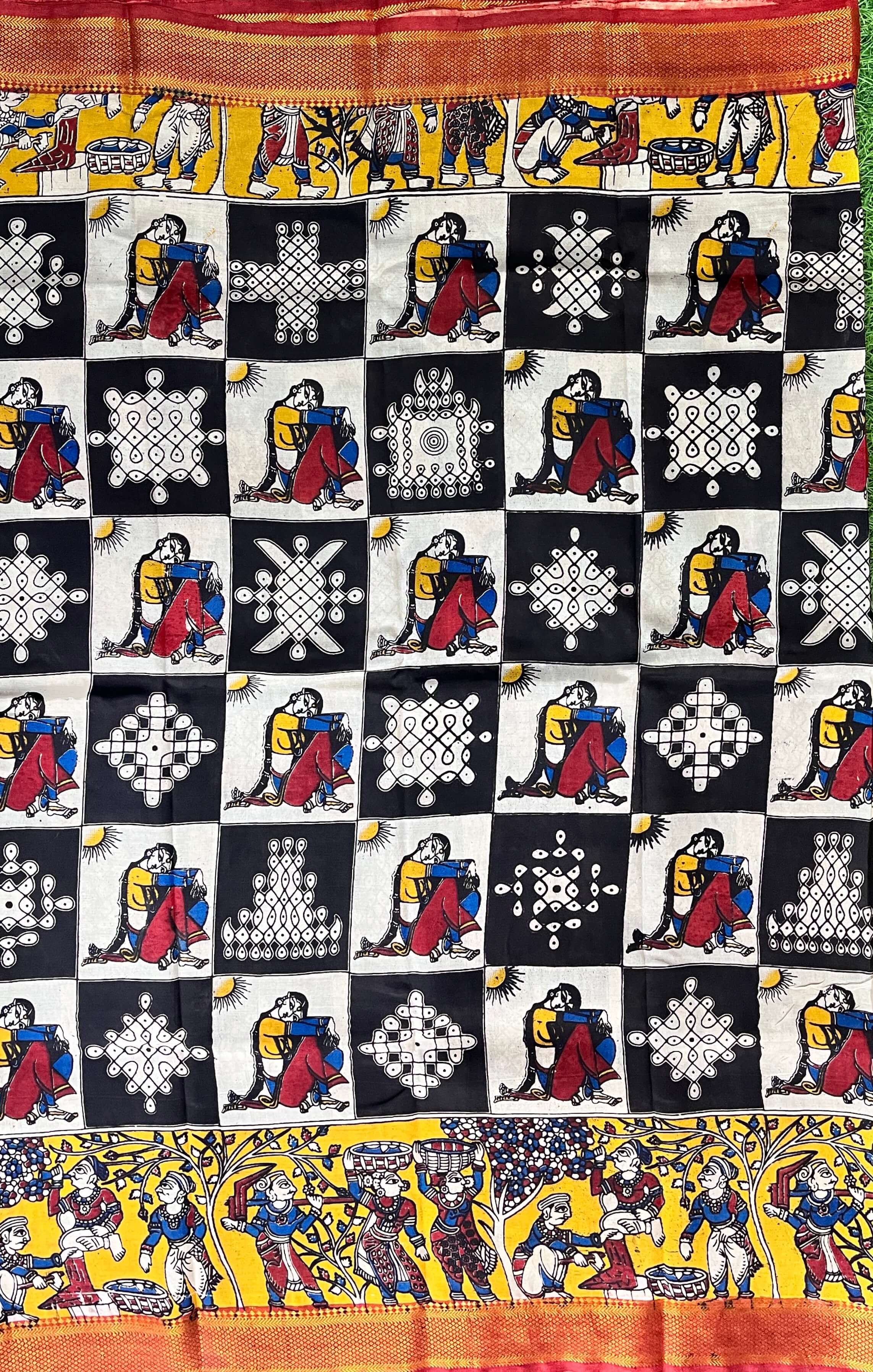 Kalamkari Chennuri Silk Nizam Border Saree-KNB-SP-M224