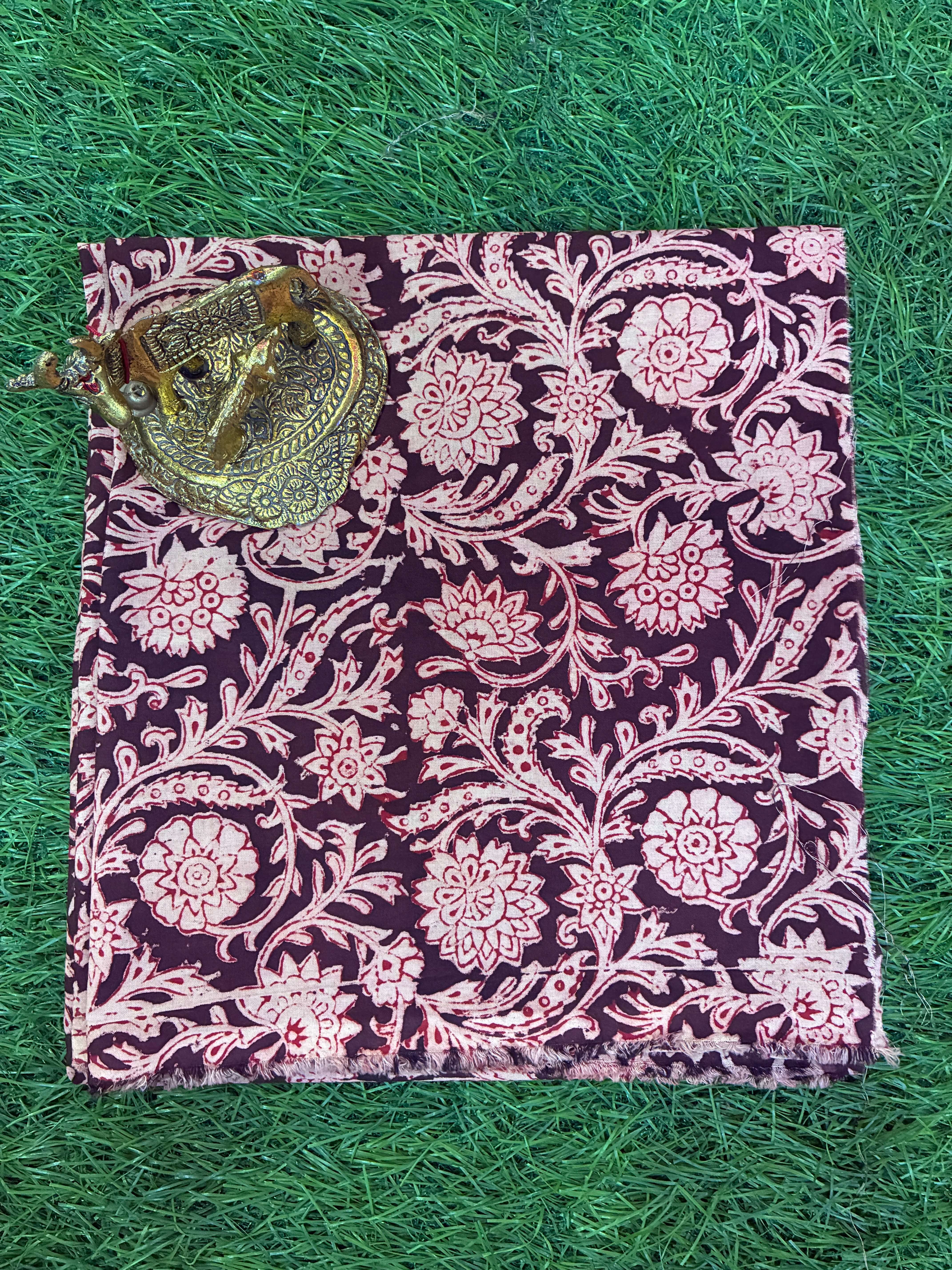 Kalamkari Block Printed Cotton Fabric - KBP-HP003