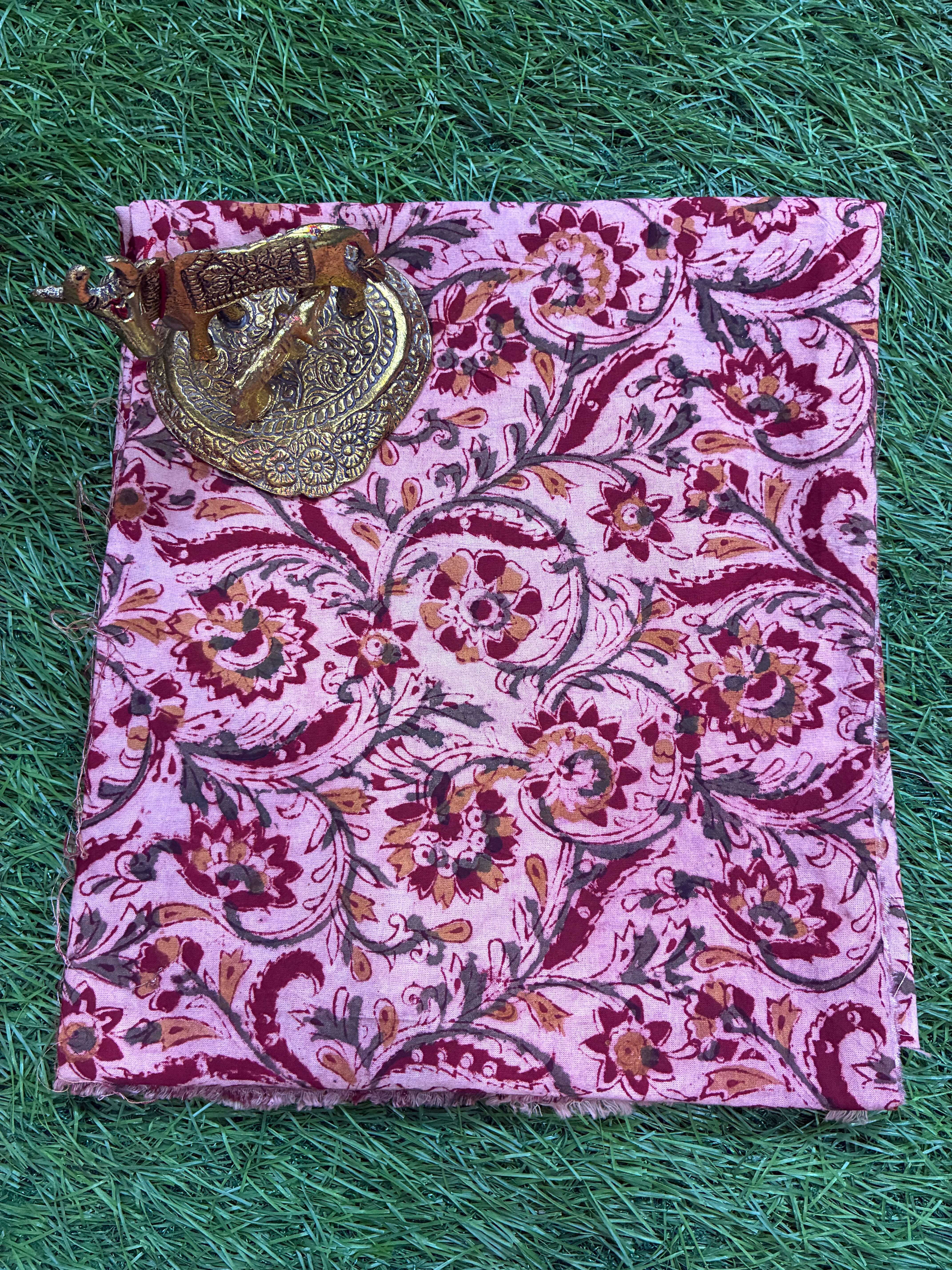 Kalamkari Block Printed Cotton Fabric - KBP-HP006