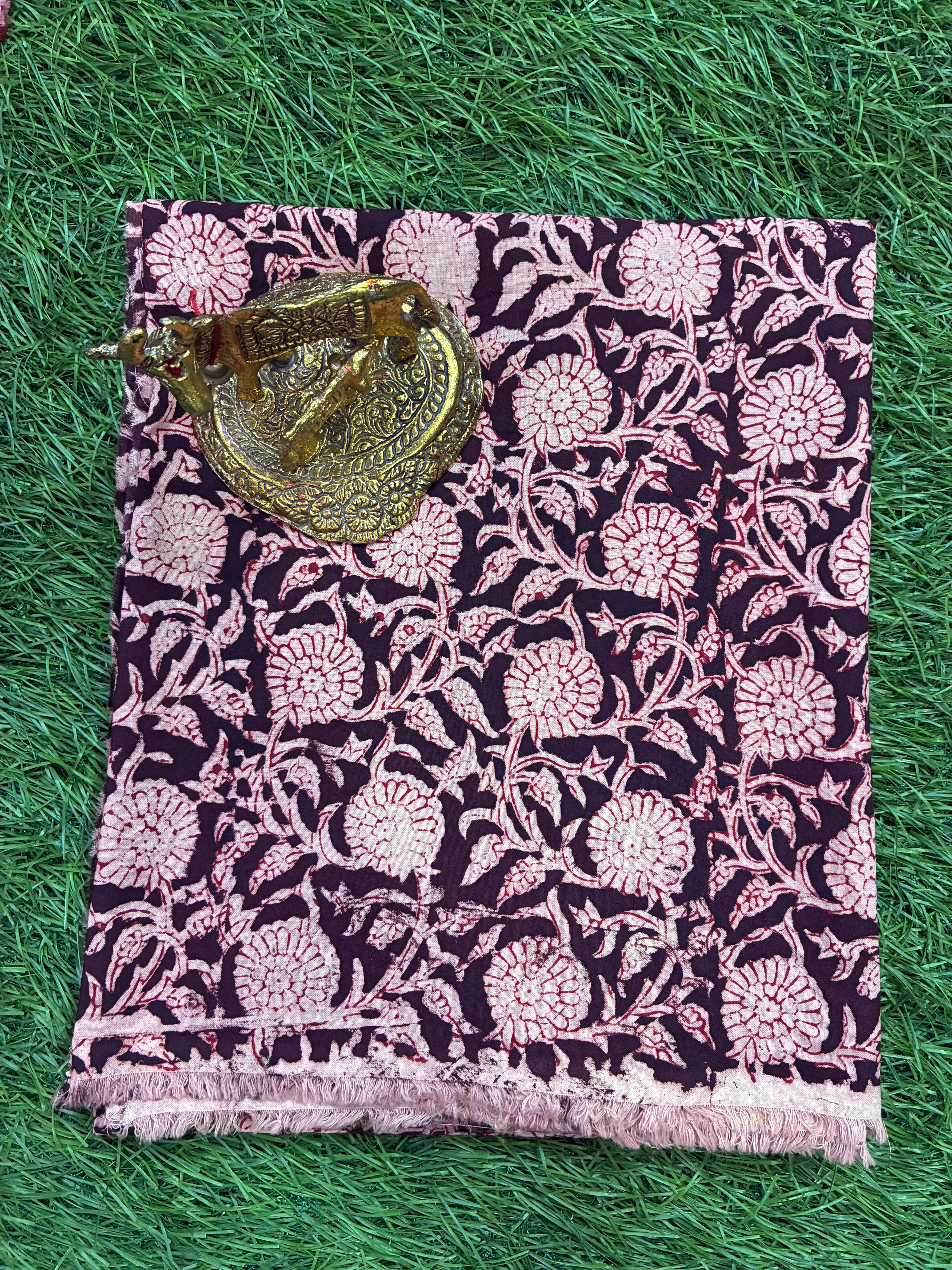 Kalamkari Block Printed Cotton Fabric - KBP-HP014