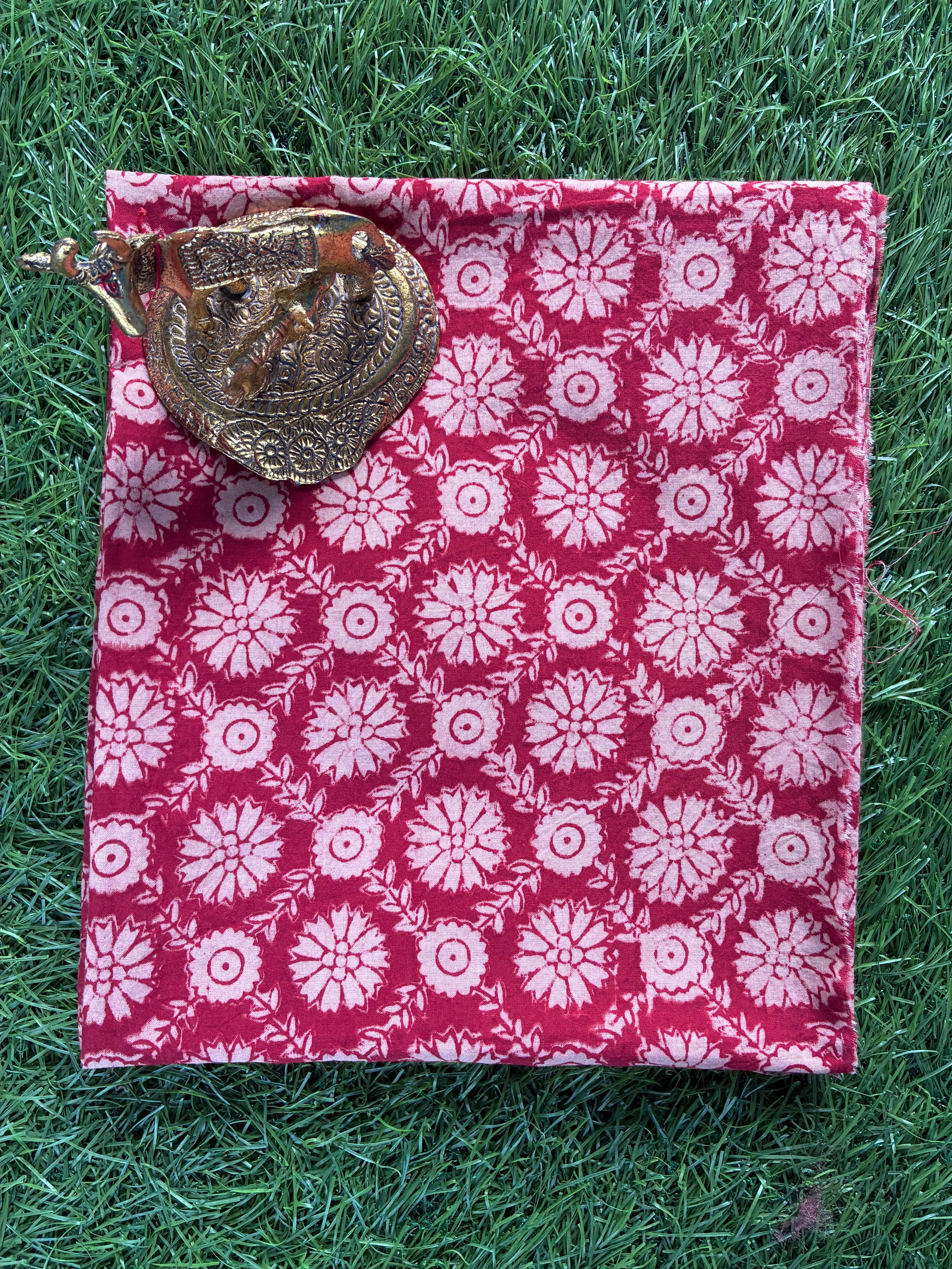 Kalamkari Block Printed Cotton Fabric - KBP-HP019