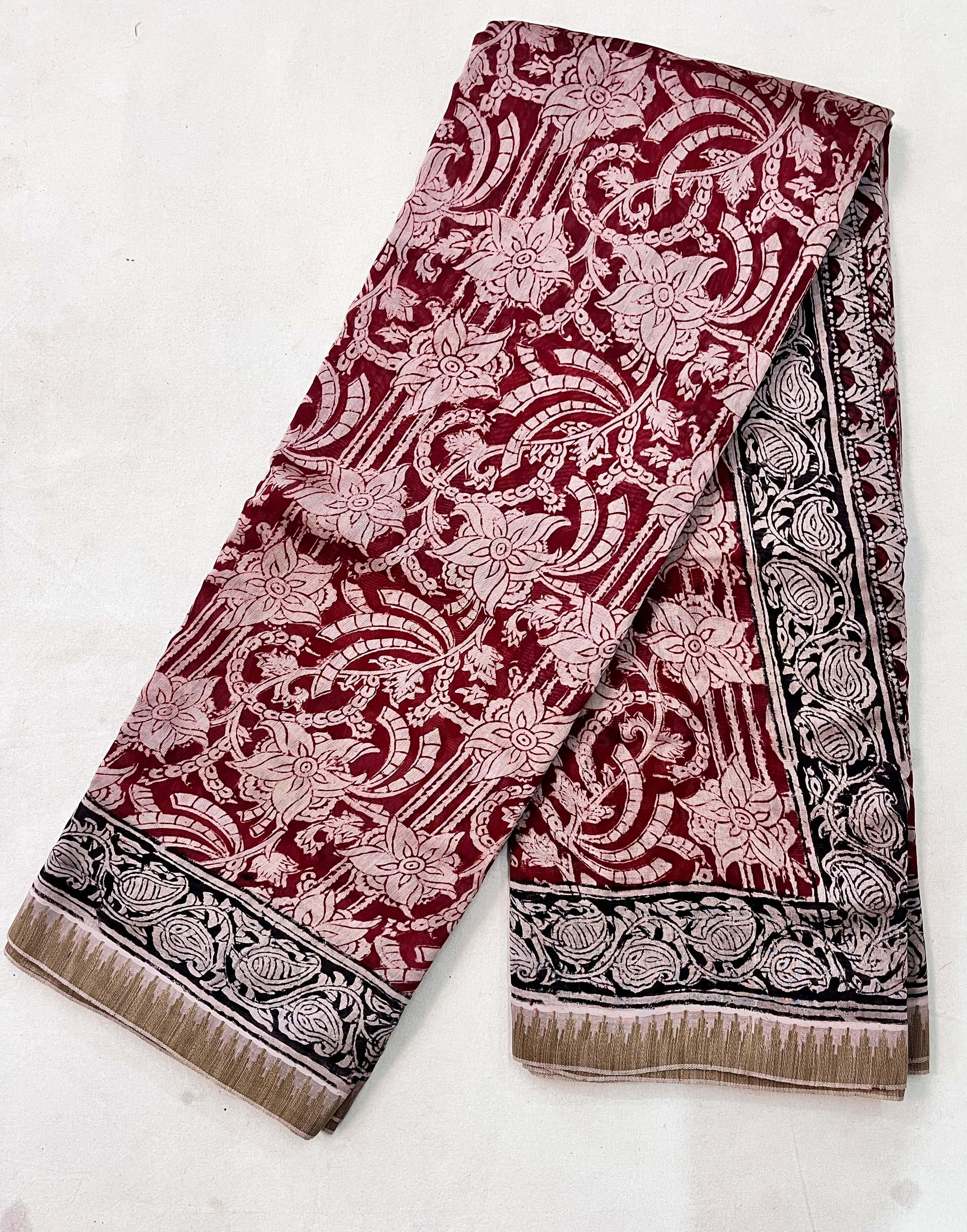 Kalamkari Chanderi Silk Saree-KCHAN-M091