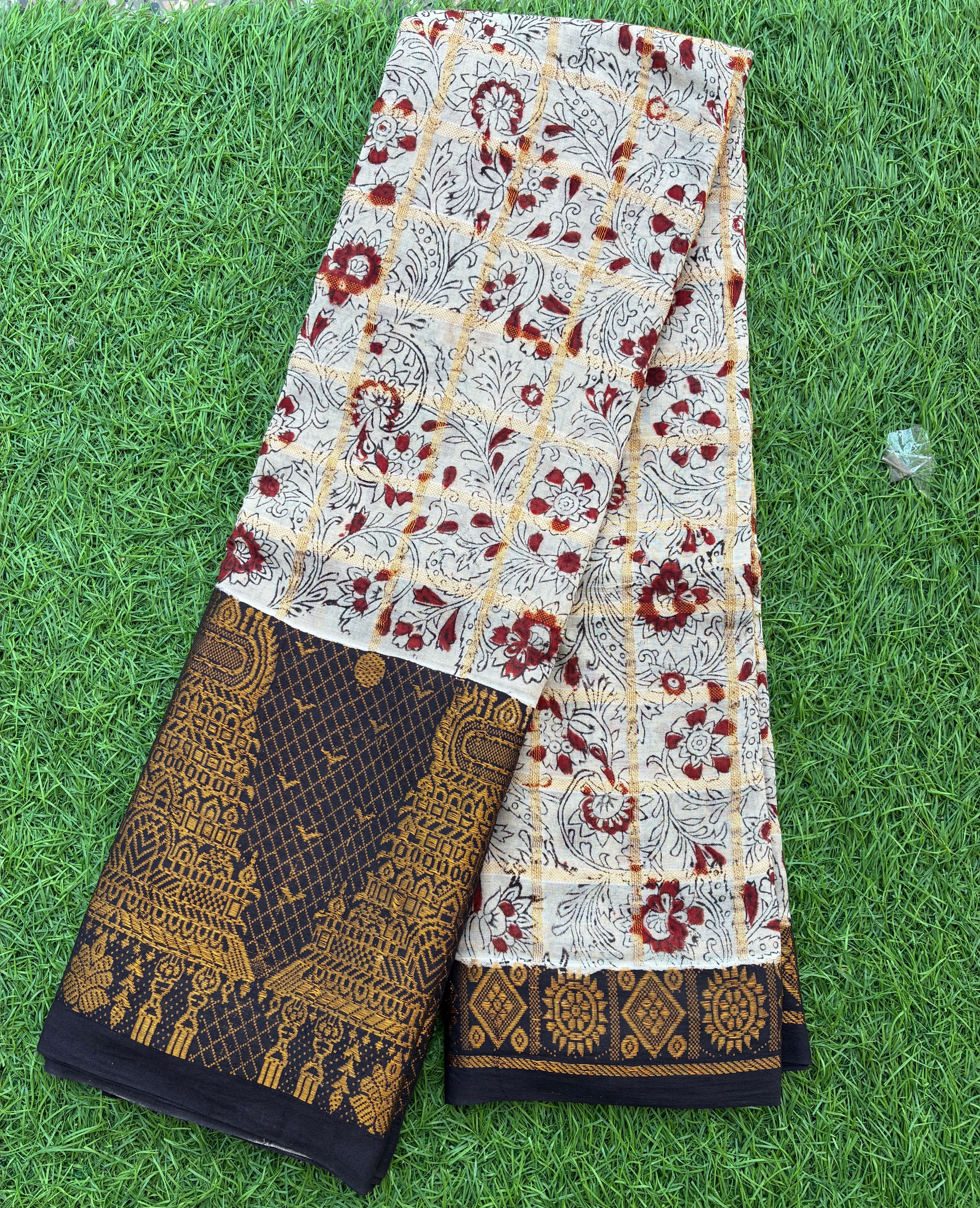 Kalamkari Cotton Zari Border Saree-KCZBS-HP-M003