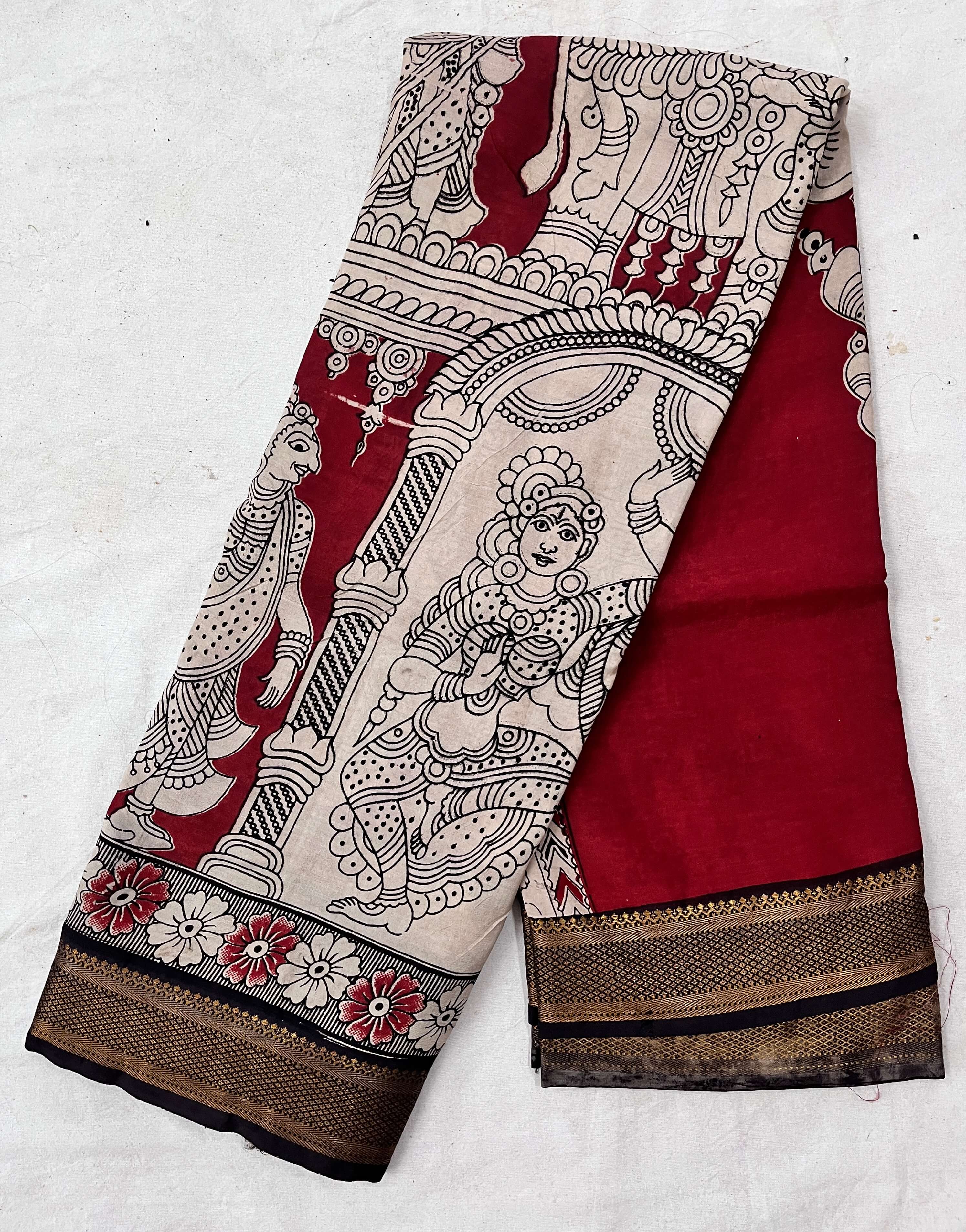 Kalamkari Chennuri Silk Nizam Border Saree-KNB-SP-M078