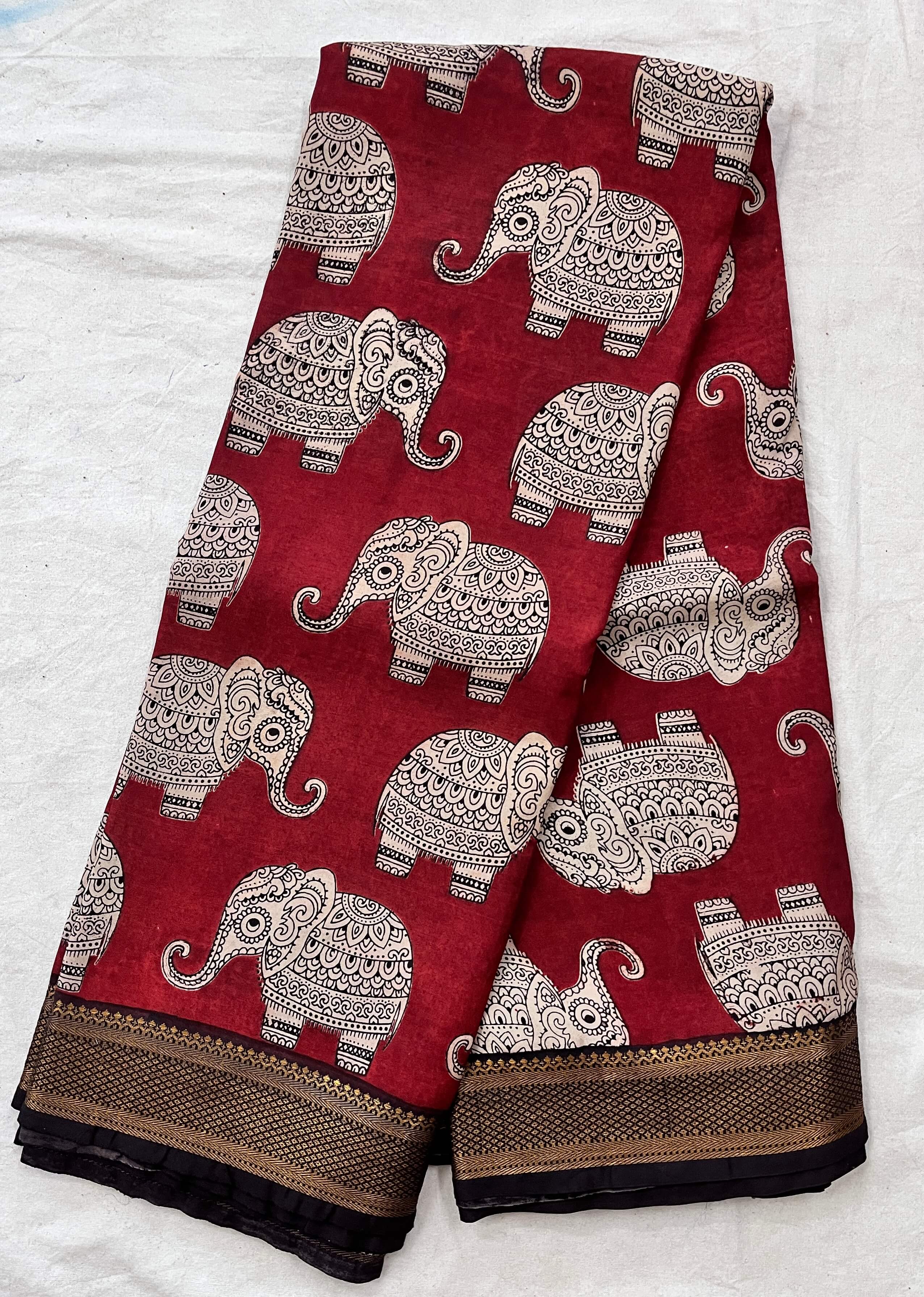 Kalamkari Chennuri Silk Nizam Border Saree-KNB-SP-M086