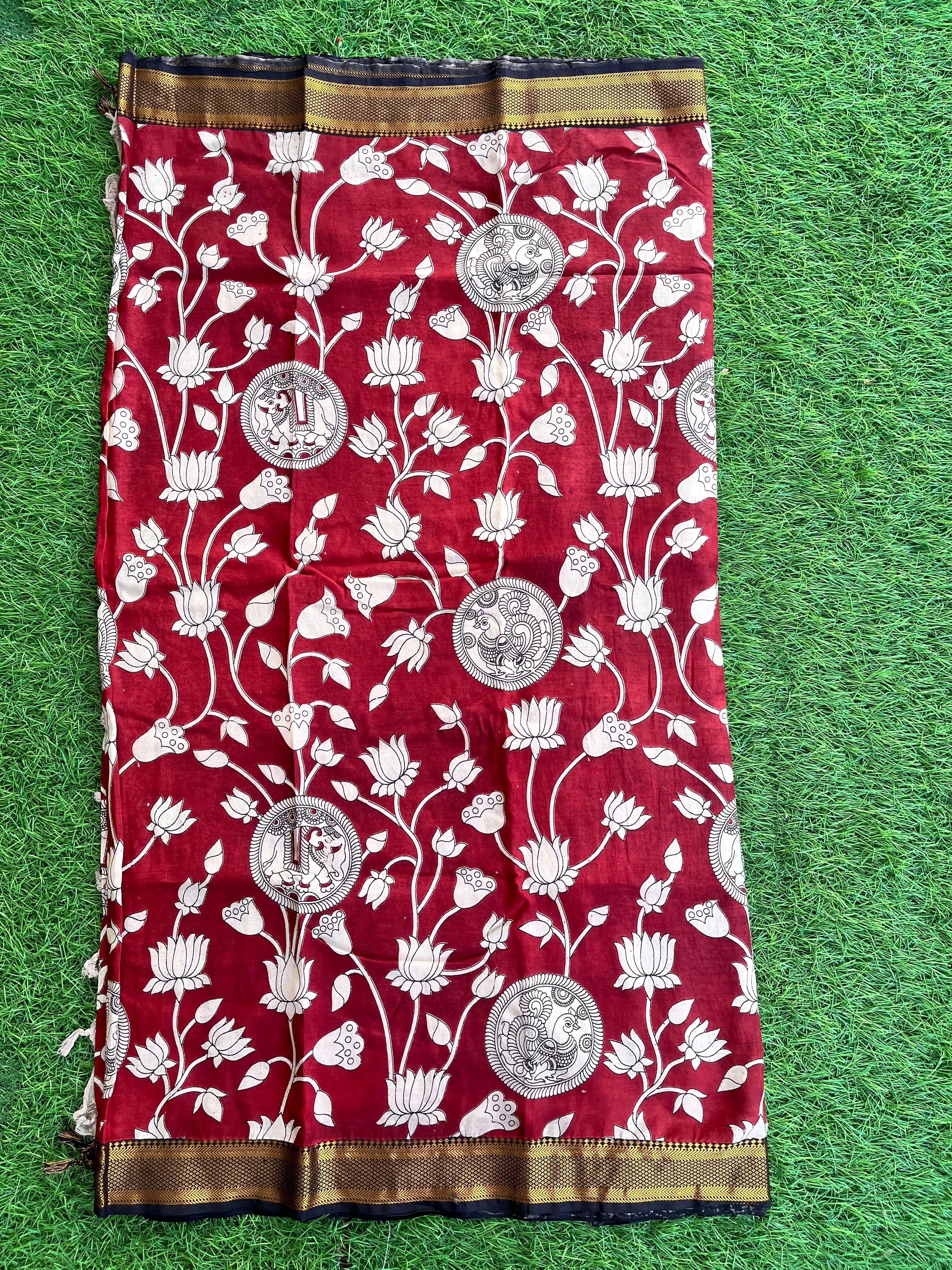 Kalamkari Chennuri Silk Nizam Border Saree-KNB-SP-M107