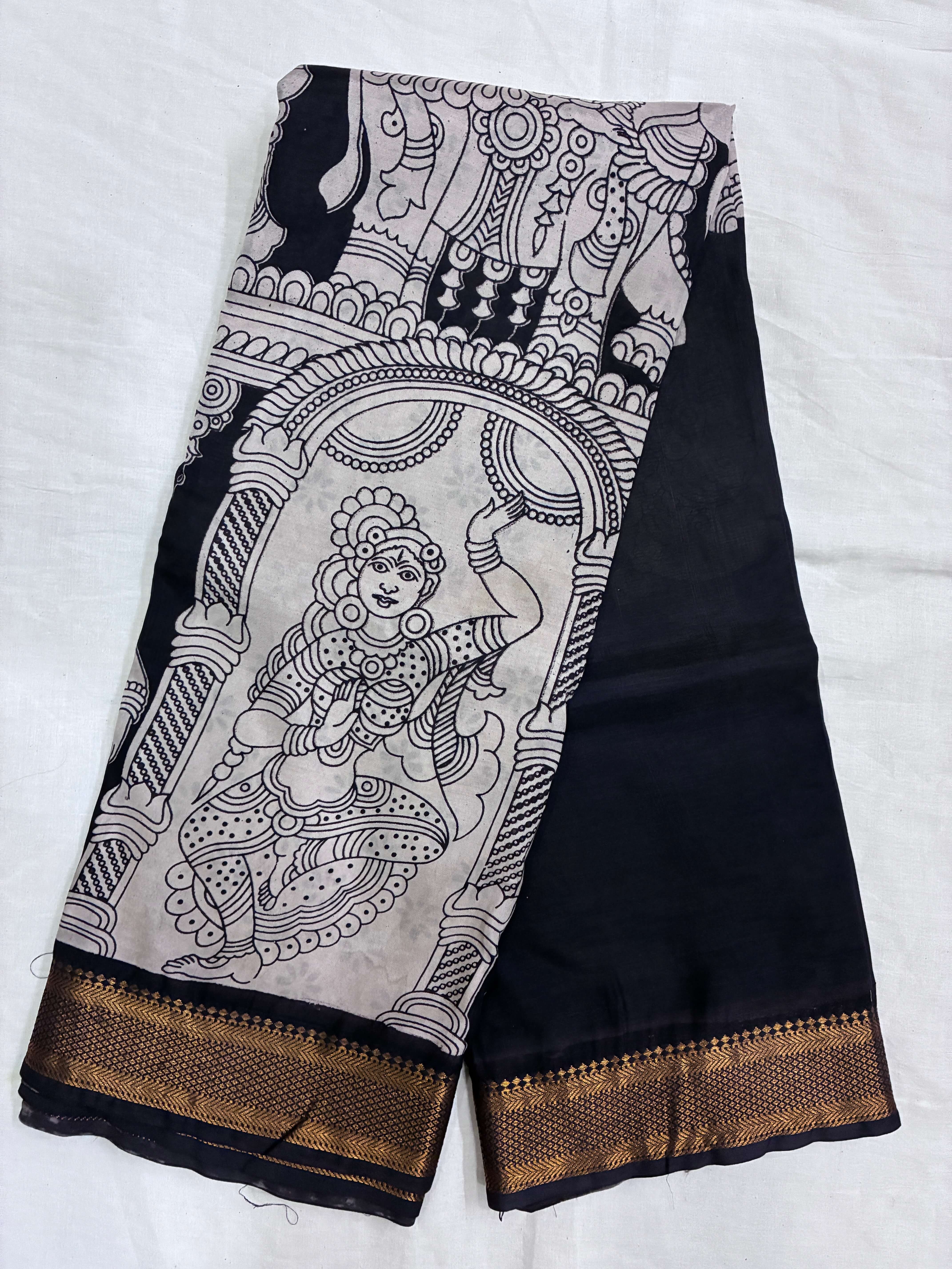 Kalamkari Chennuri Silk Nizam Border Saree-KNB-SP-M125