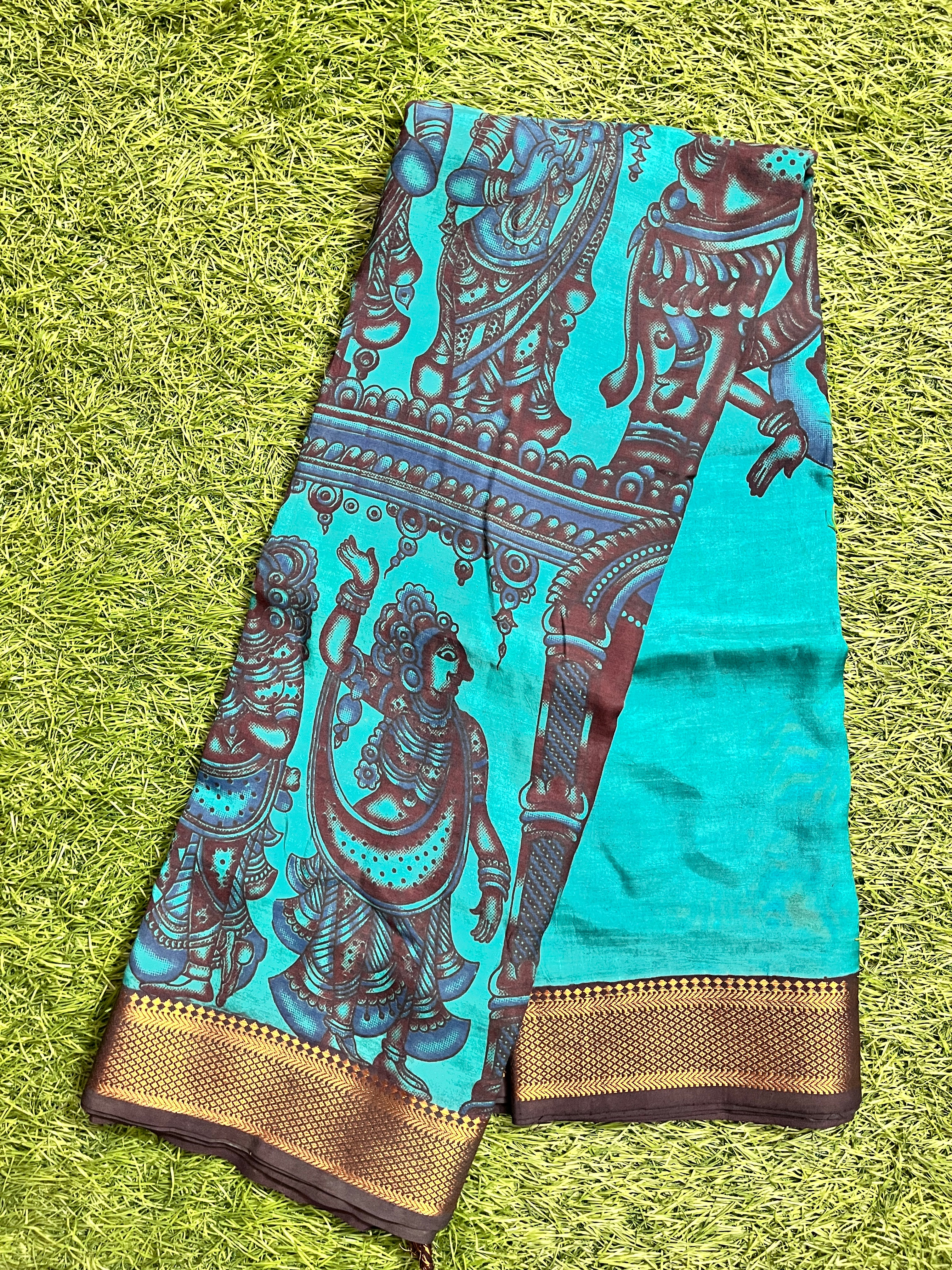 Kalamkari Chennuri Silk Nizam Border dyeing Saree-KNB-SP-M185