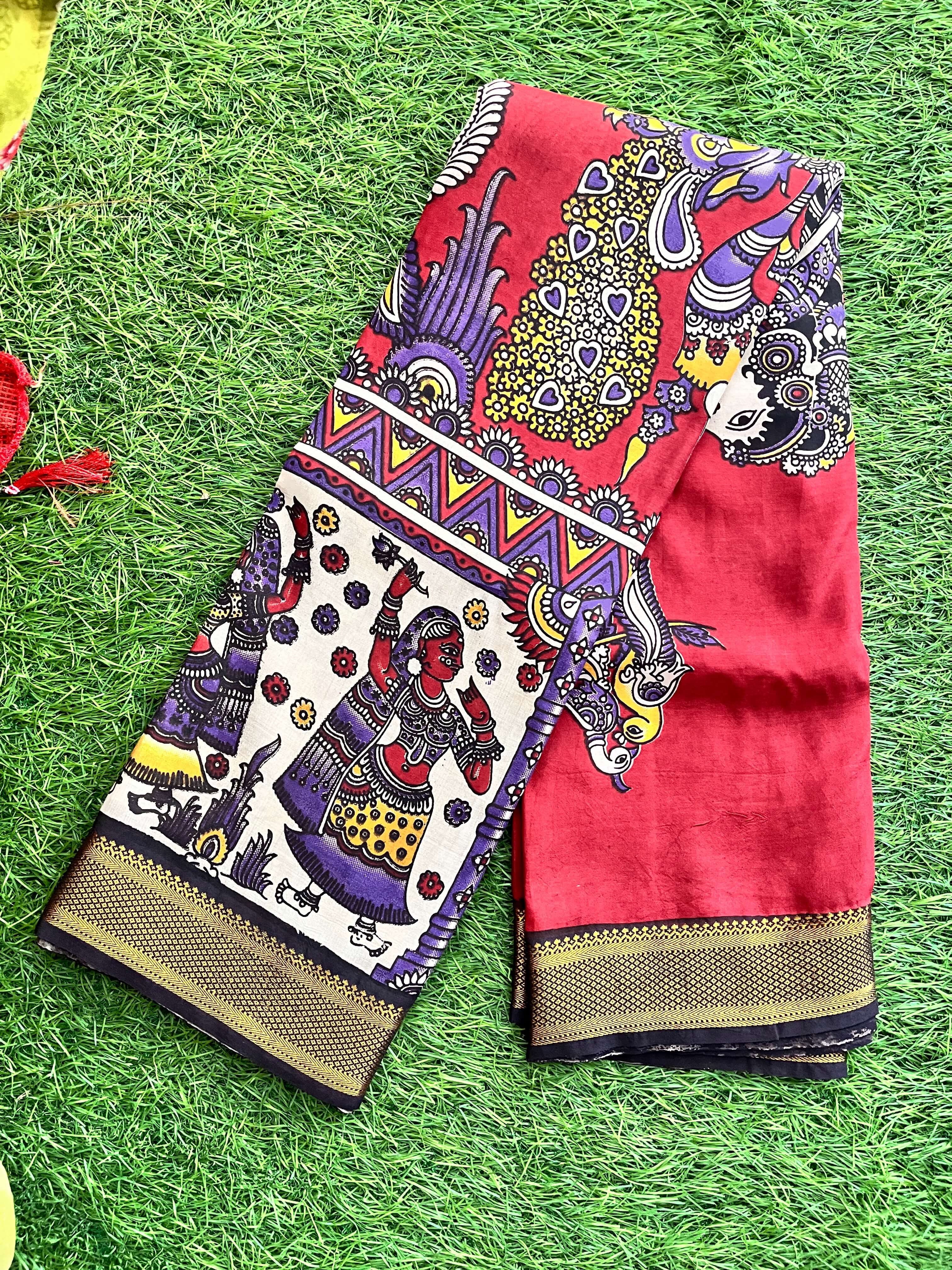 Kalamkari Chennuri Silk Nizam Border Saree-KNB-SP-M206